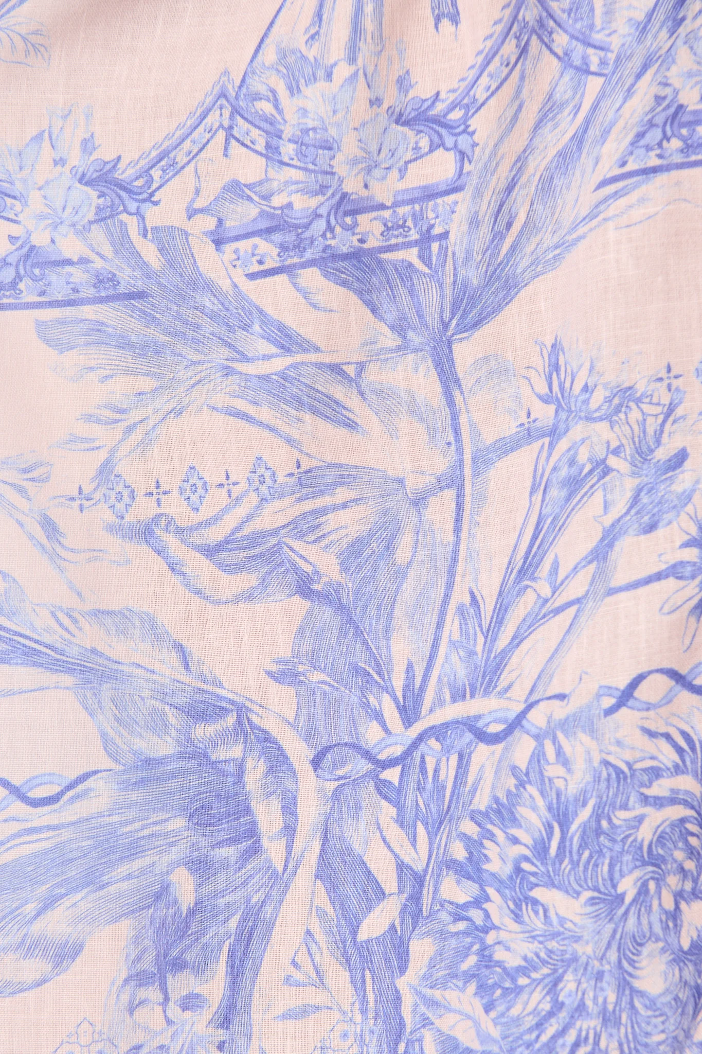 Botanical Bliss Shirt Dress in Blush with Blue Linen Blend - Image 6