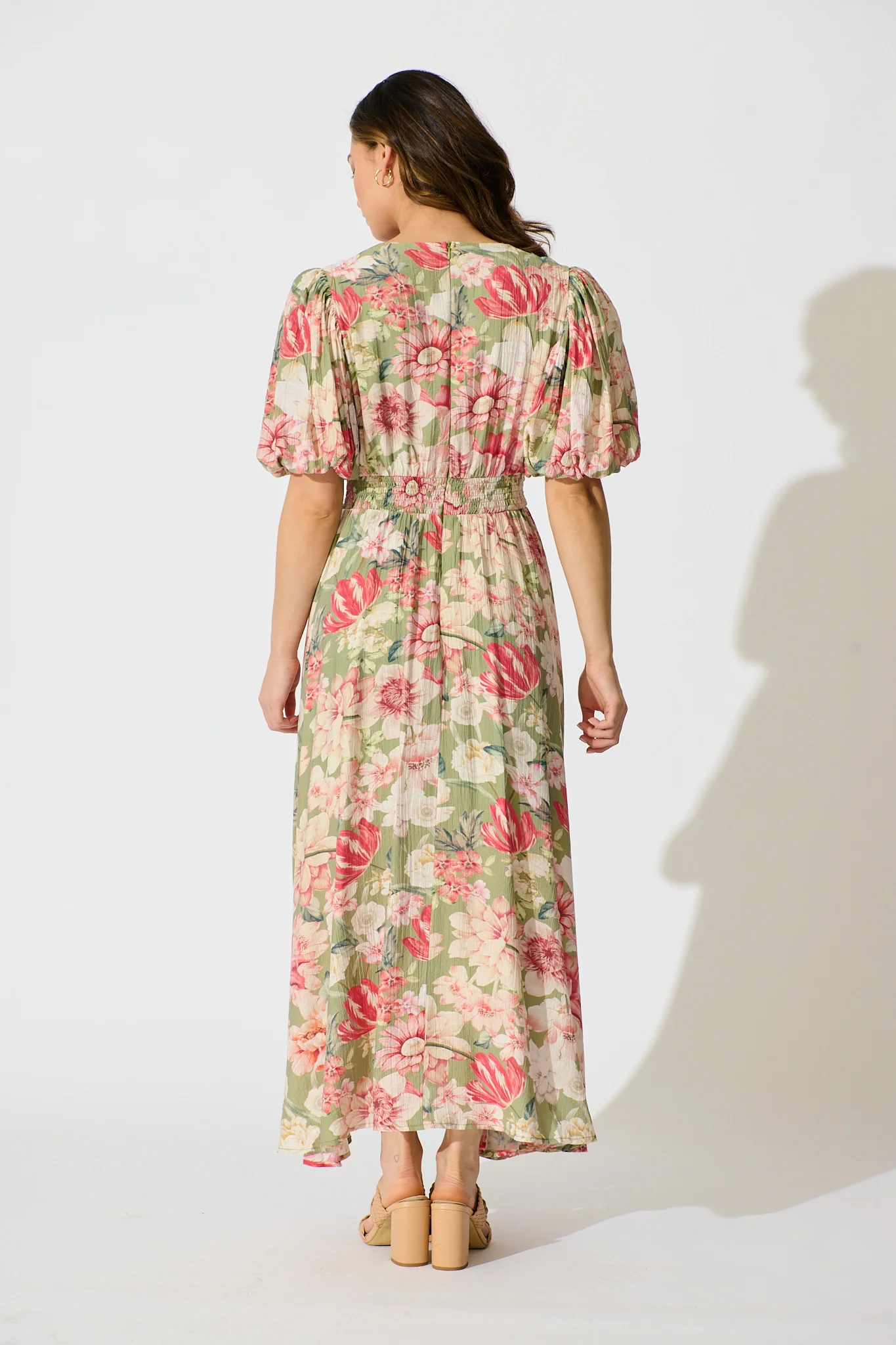 Botanical Romance Maxi Dress in Sage with Blush Floral - Image 4