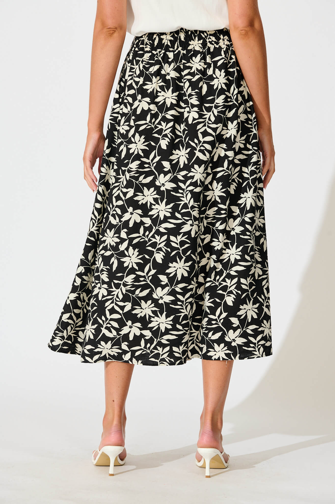 Brandsy Maxi Skirt In Black With Cream Floral - Image 6