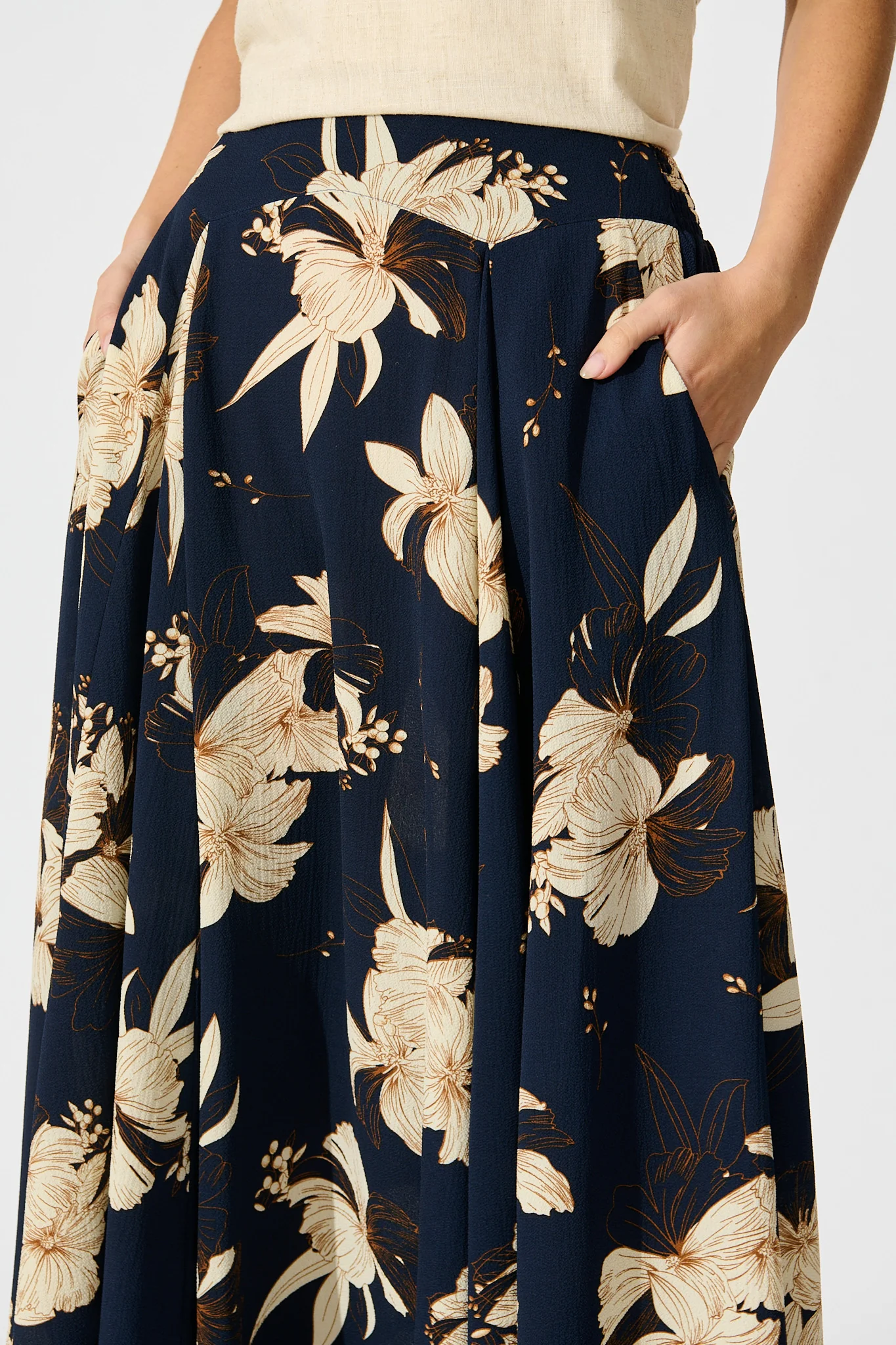 Brandsy Maxi Skirt in Navy with Cream Floral - Image 5