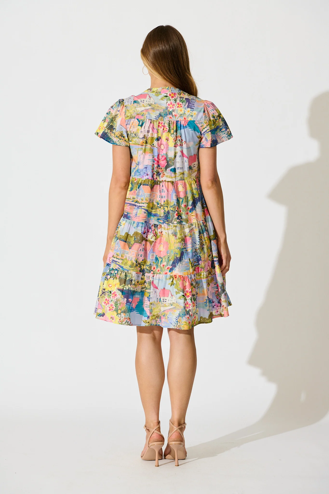 Briene Smock Dress in Multi Landscape Floral Cotton - Image 4