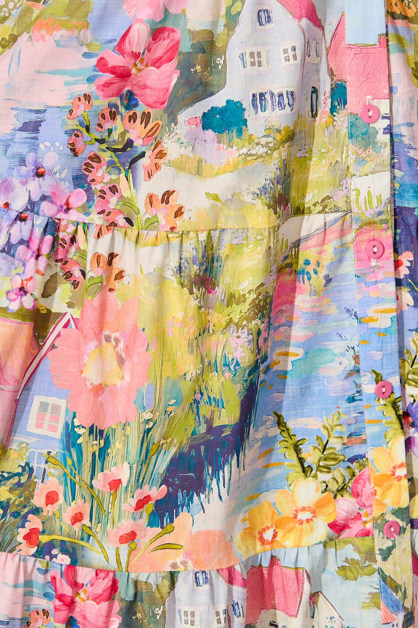 Briene Smock Dress in Multi Landscape Floral Cotton - Image 6