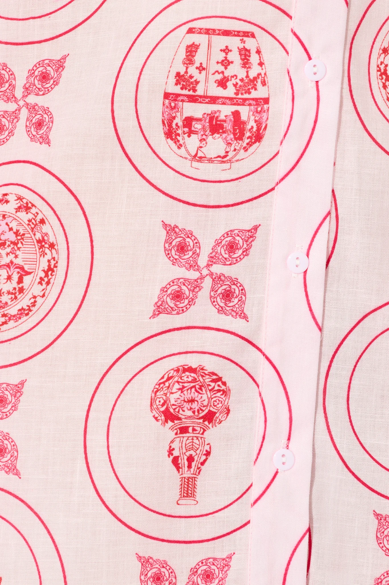 Brooks Shirt Dress in Pink Tiles Linen Blend - Image 6