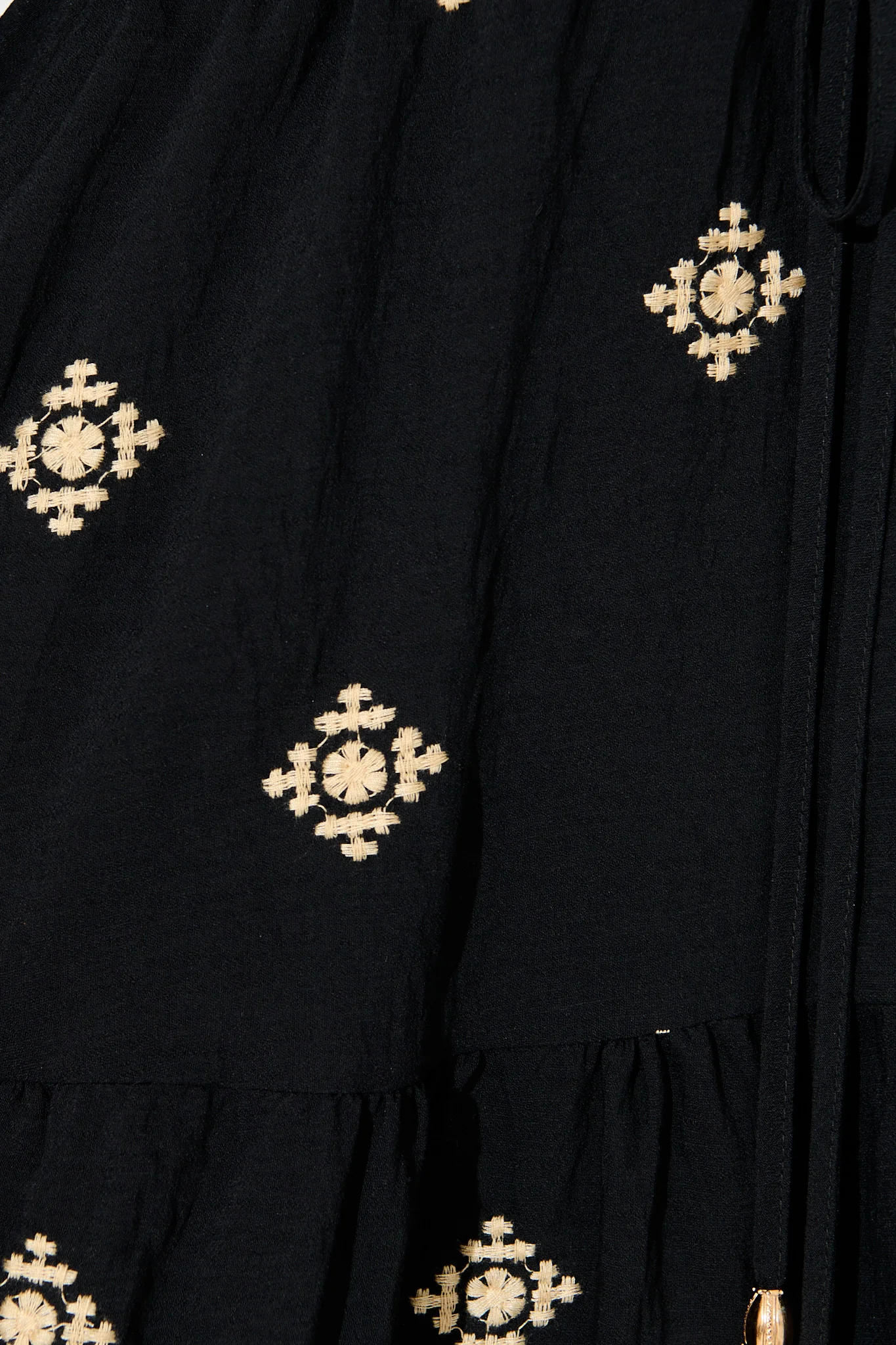 Byron Dress in Black with Cream Embroidery - Image 6