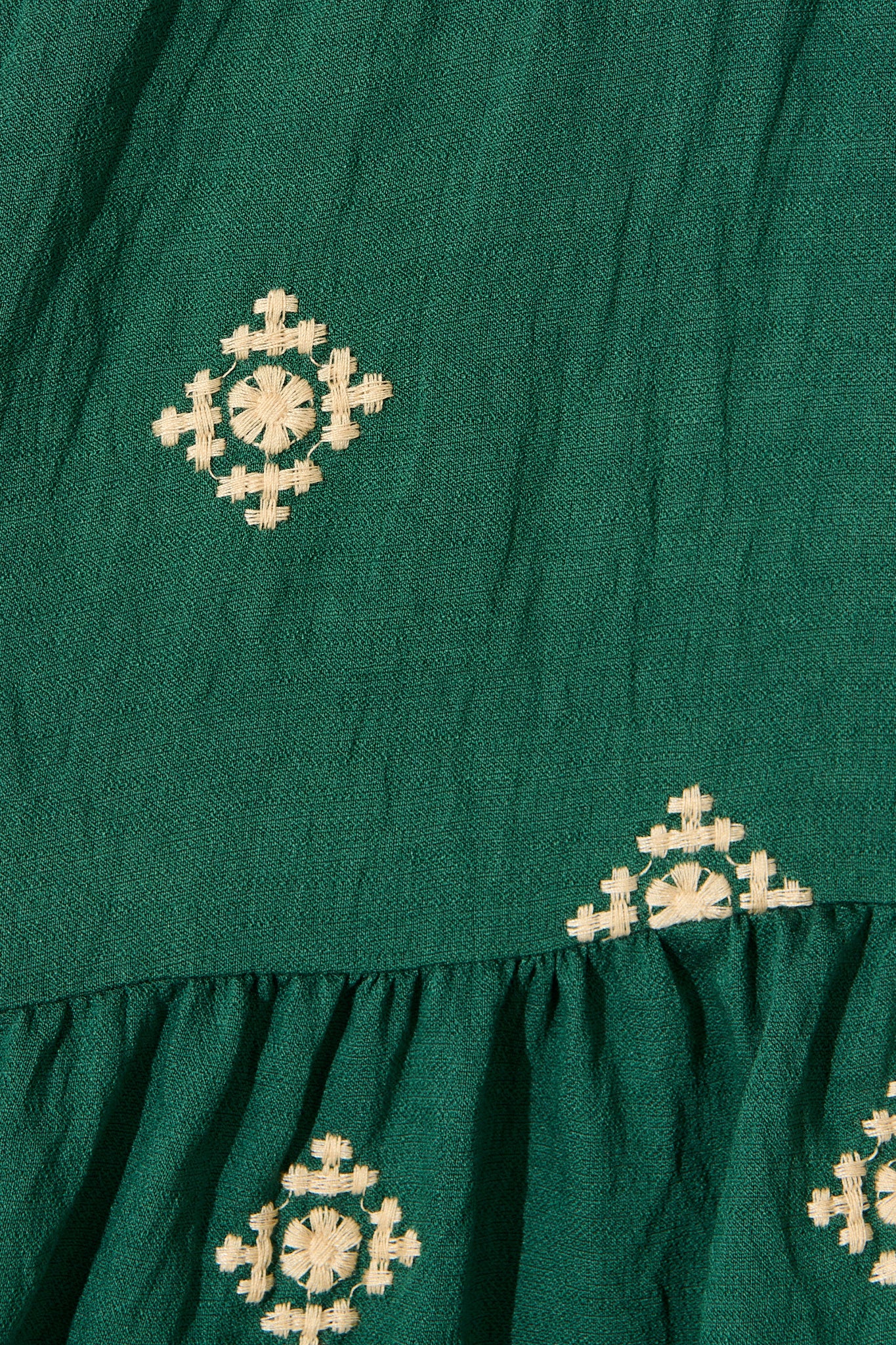 Byron Dress in Emerald with Cream Embroidery - Image 6