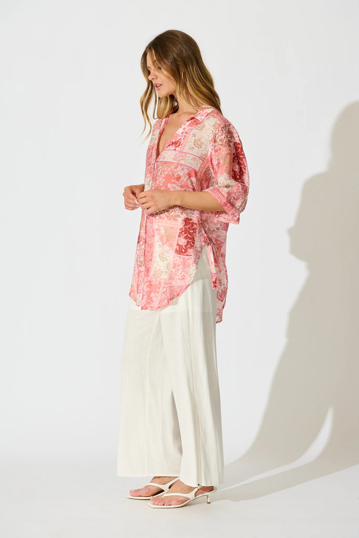Calantha Shirt in Pink Patchwork Floral - Image 3
