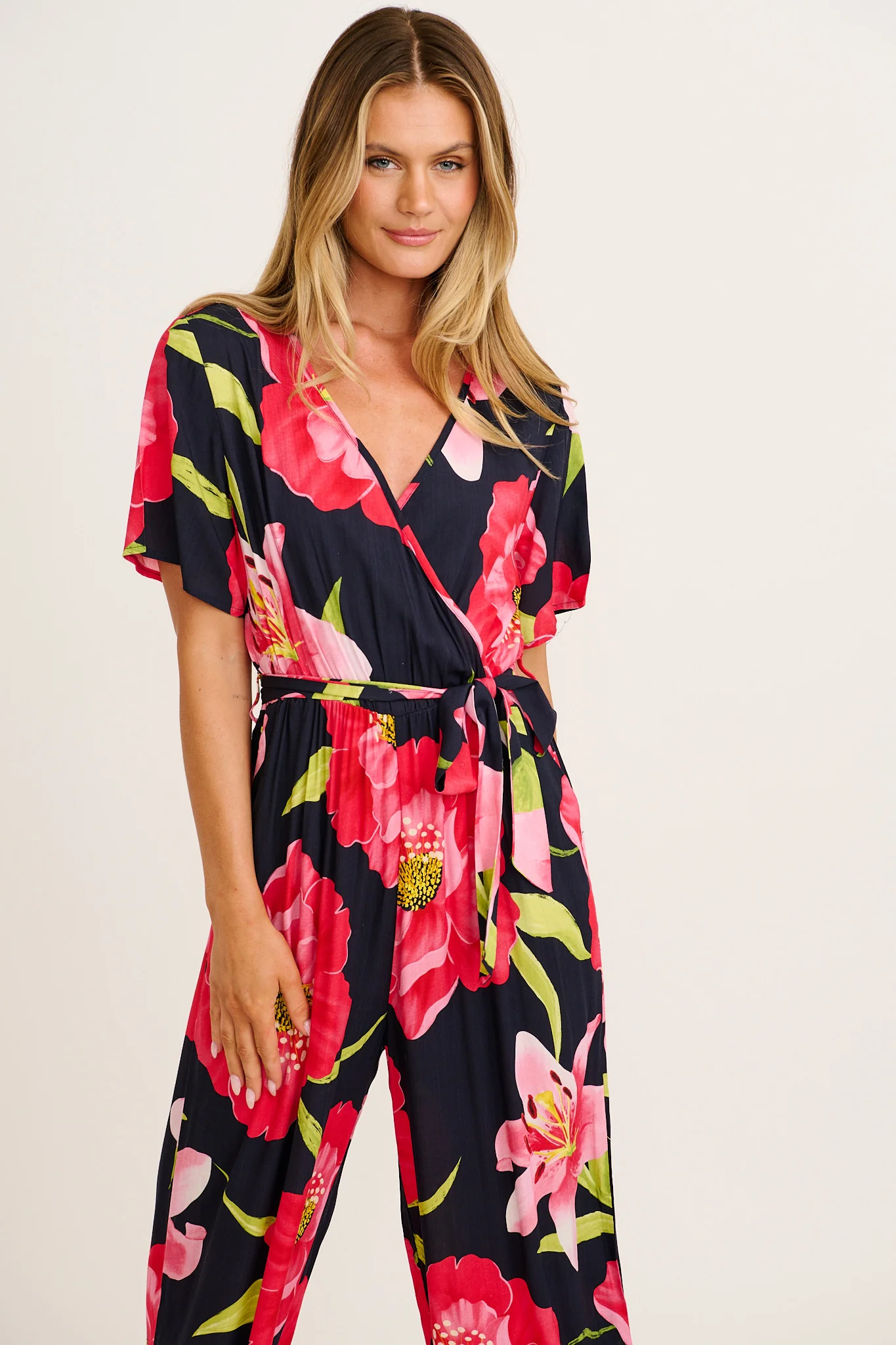 Calliope Jumpsuit in Navy with Pink Floral - Image 2