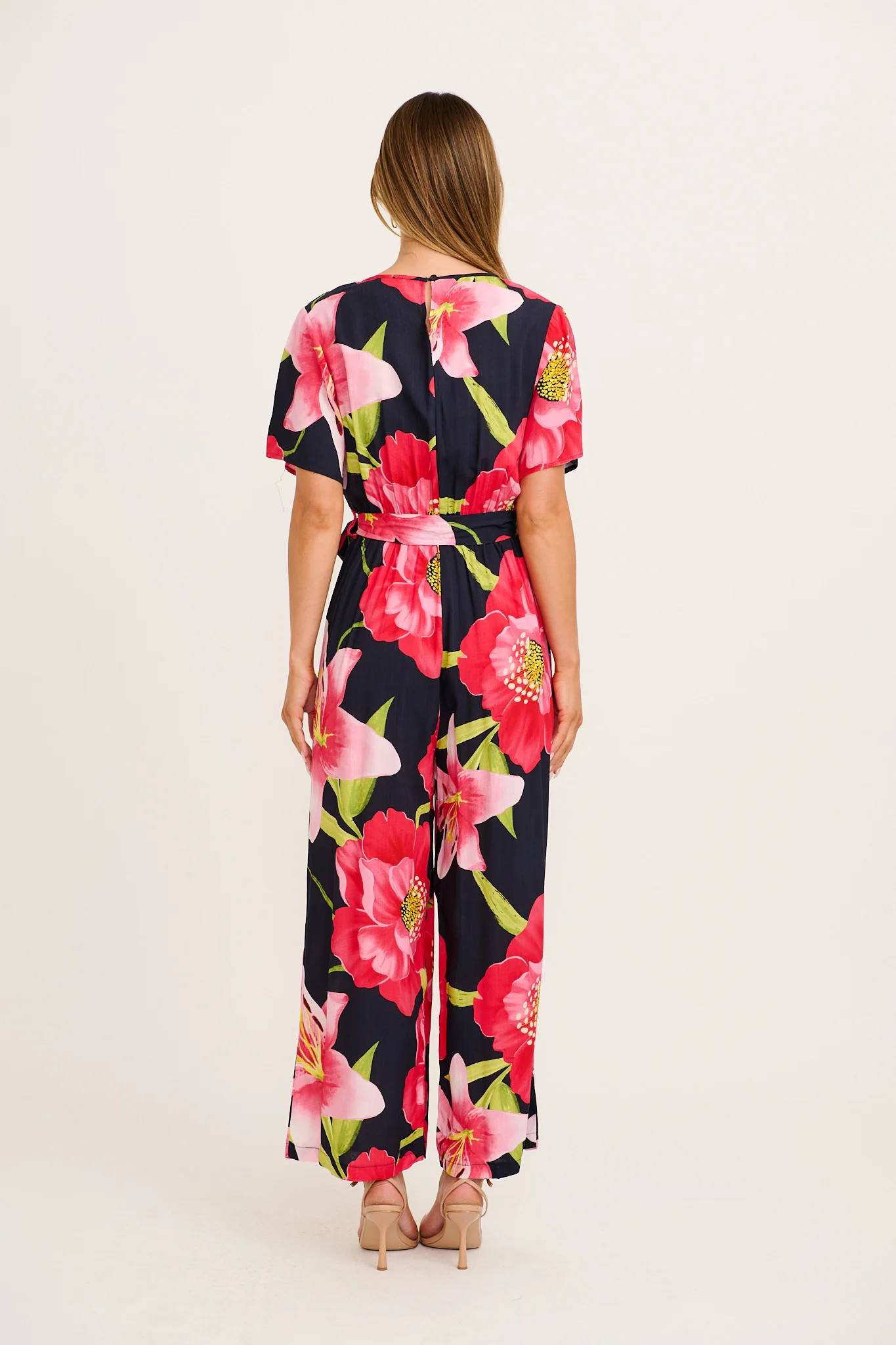 Calliope Jumpsuit in Navy with Pink Floral - Image 4
