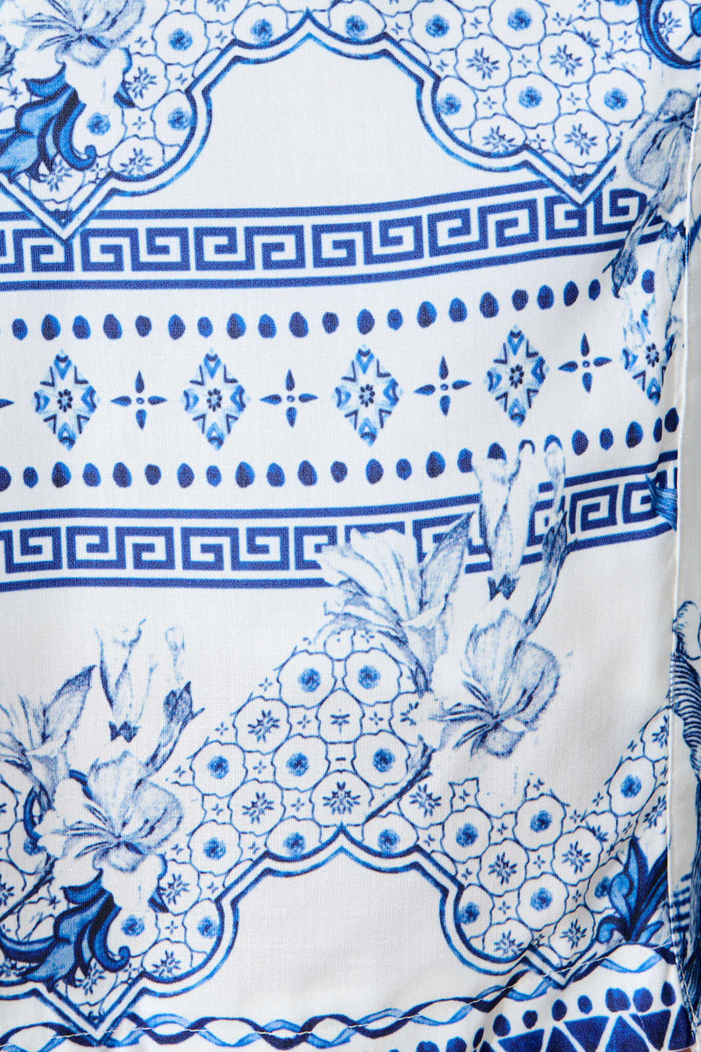 Cameilla Shirt Dress in White with Blue Floral Border - Image 6