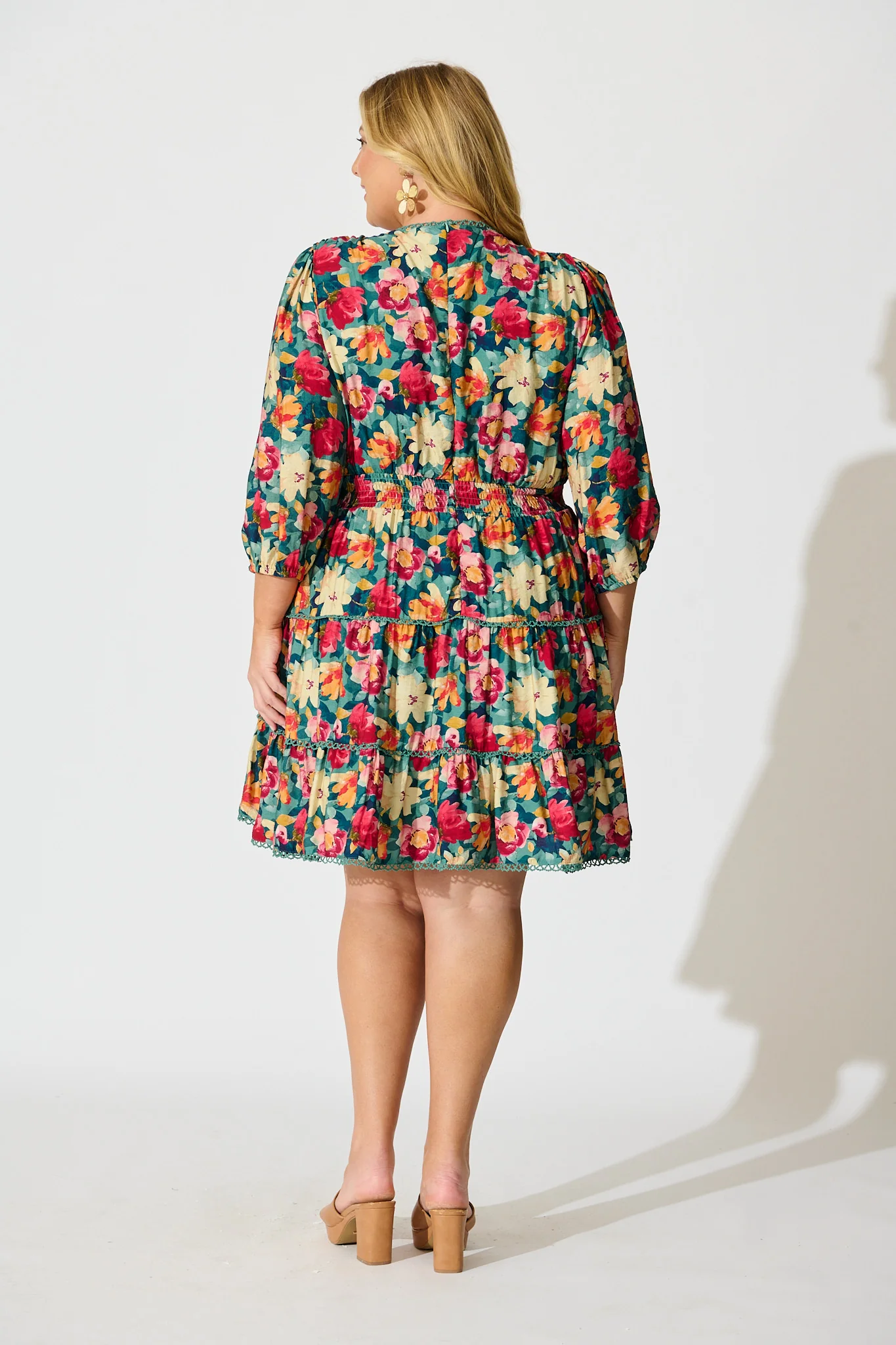 Camelia Dress in Jade Floral Print - Image 8