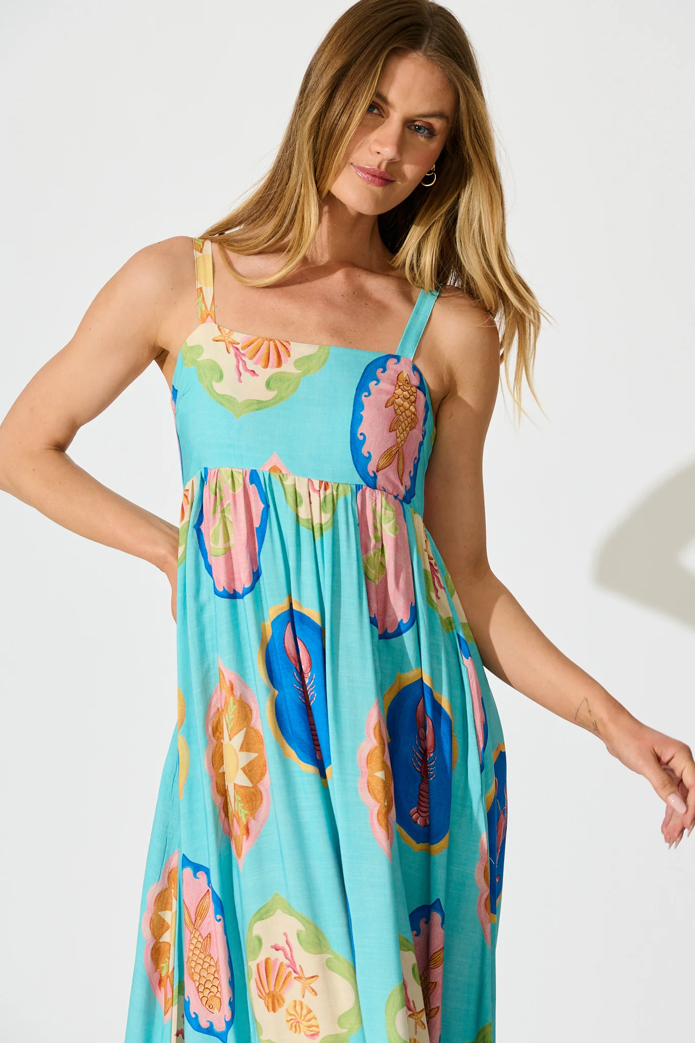 Canna Maxi Sundress in Blue Multi Print - Image 2