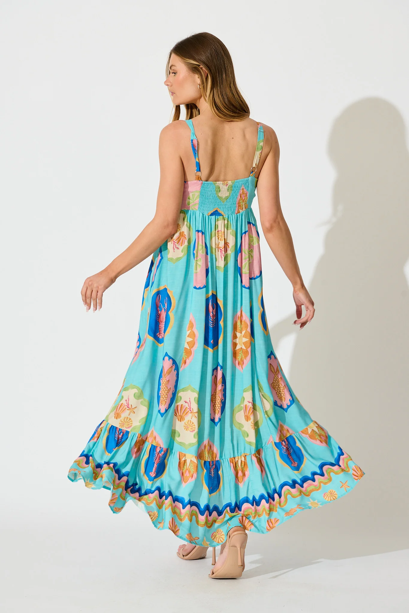 Canna Maxi Sundress in Blue Multi Print - Image 4