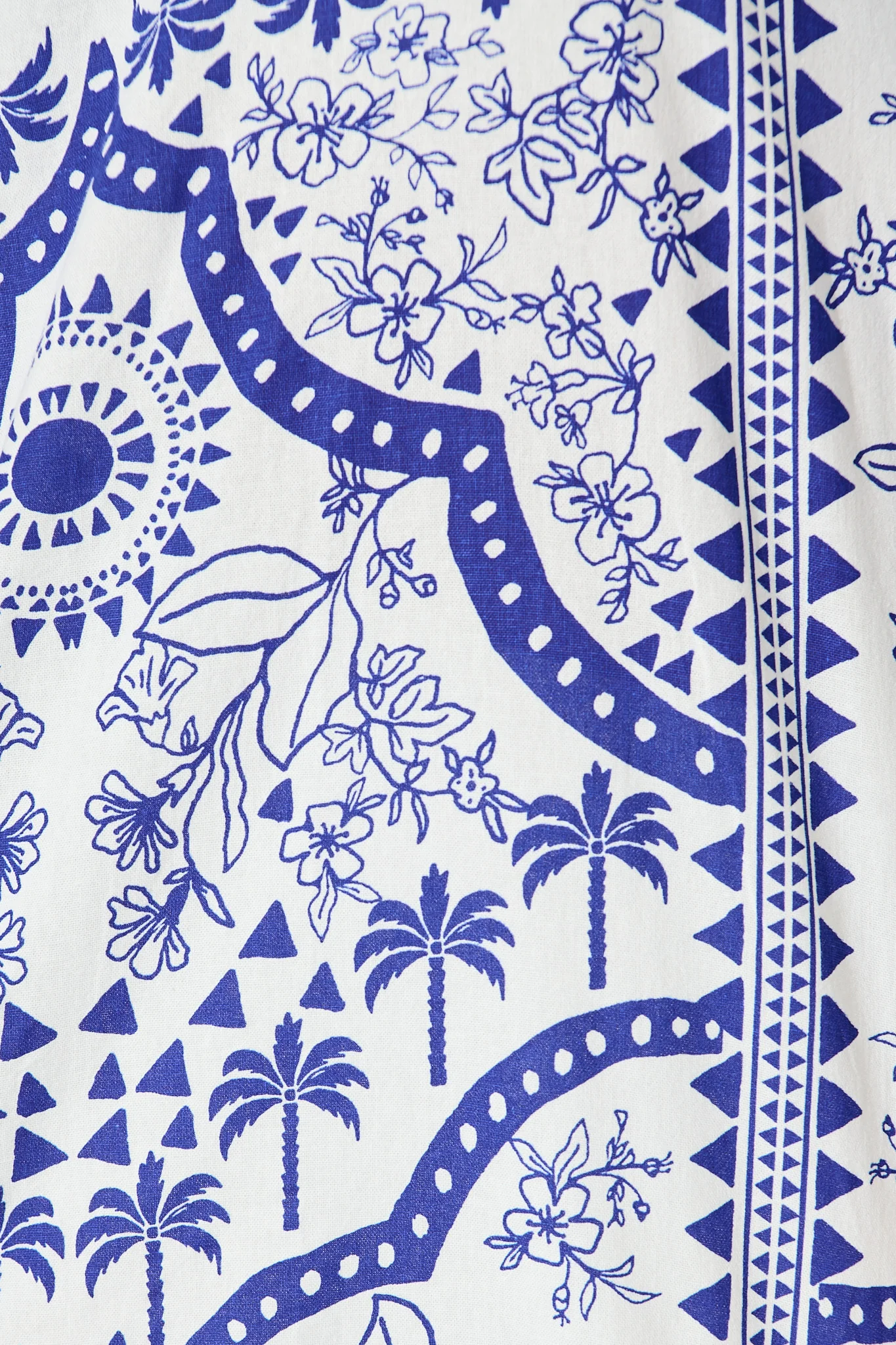 Capri Shirt In White and Blue Cotton Linen - Image 7