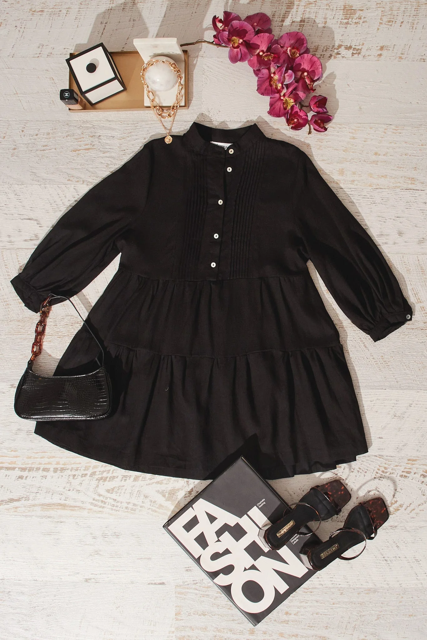 Caracelle Smock Dress in Black - Image 8