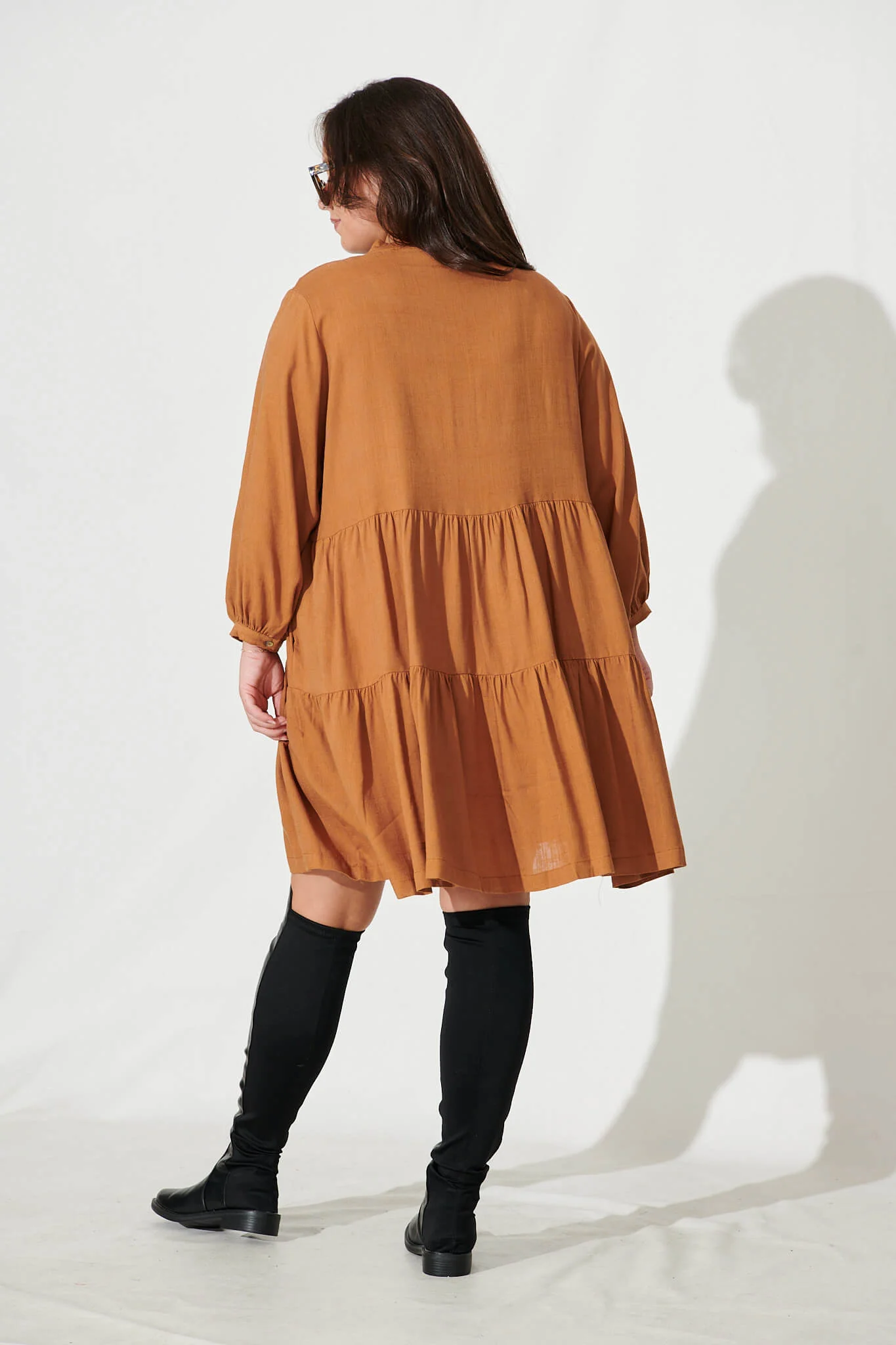 Caracelle Smock Dress In Camel Brown - Image 8