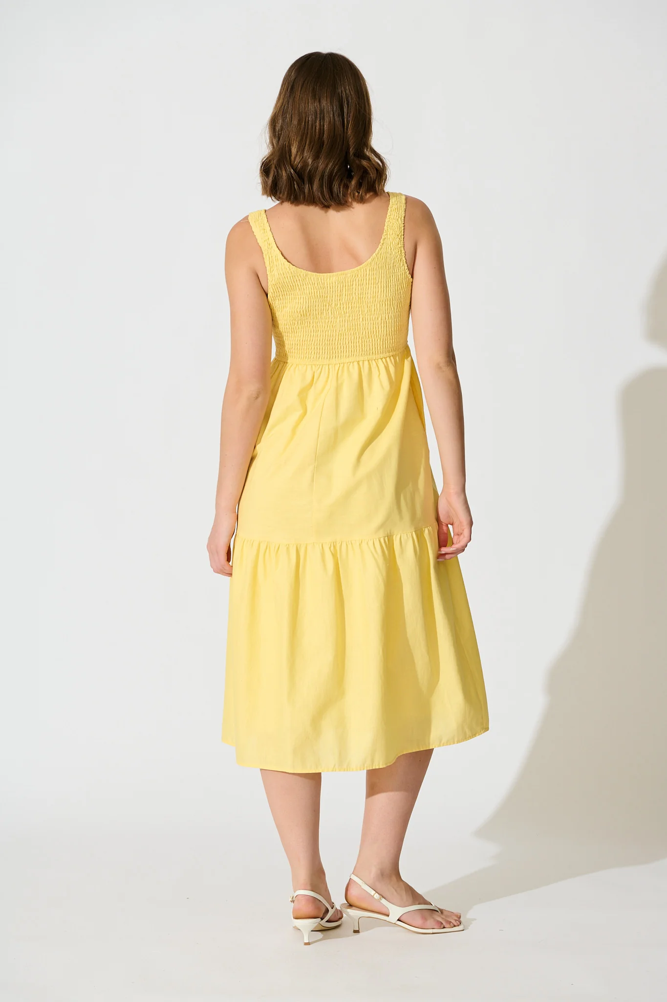 Caribbean Midi Dress In Butter Yellow Cotton Linen - Image 6