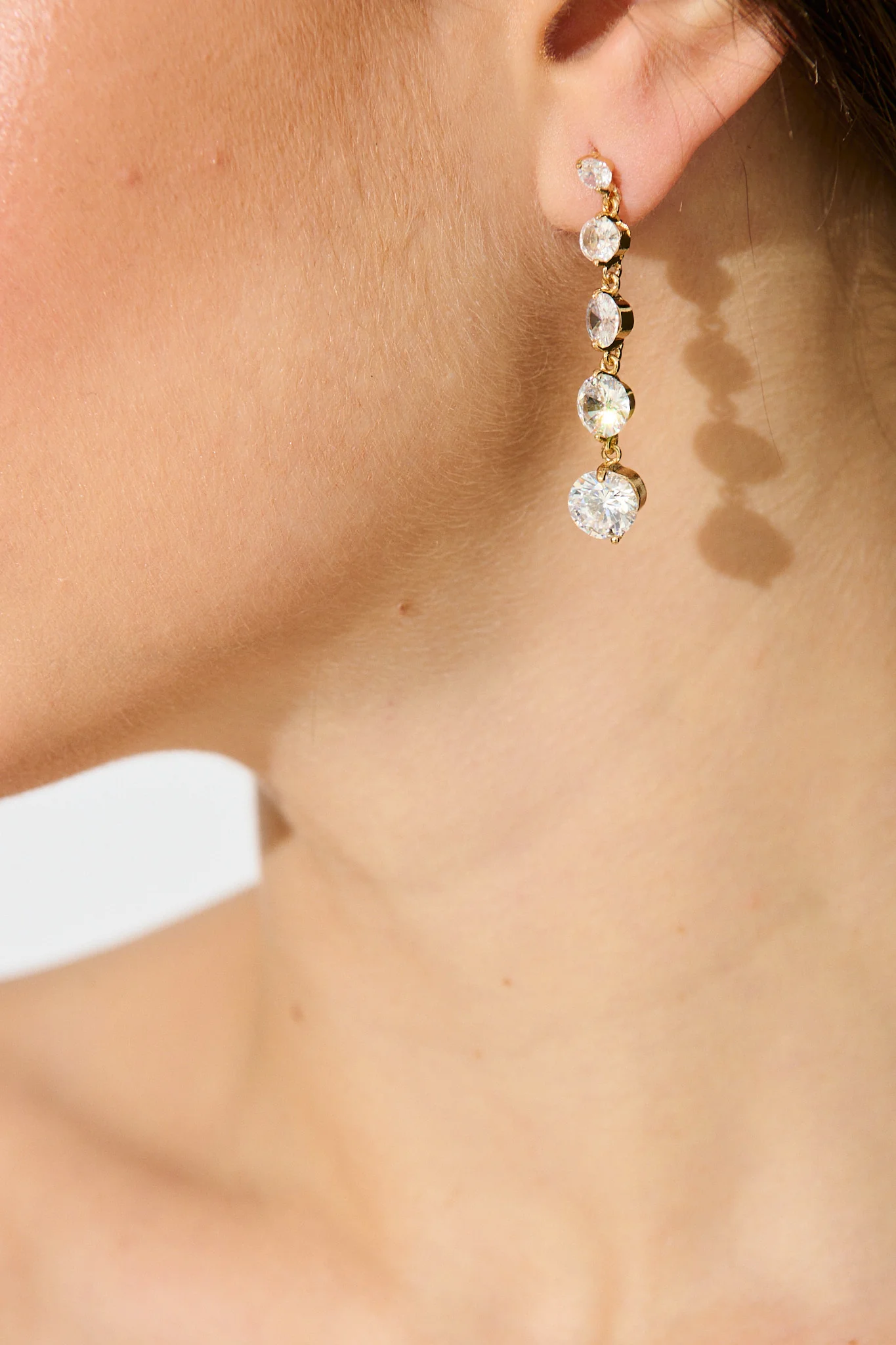 Carlene Drop Earrings in Gold Cubic Zirconia