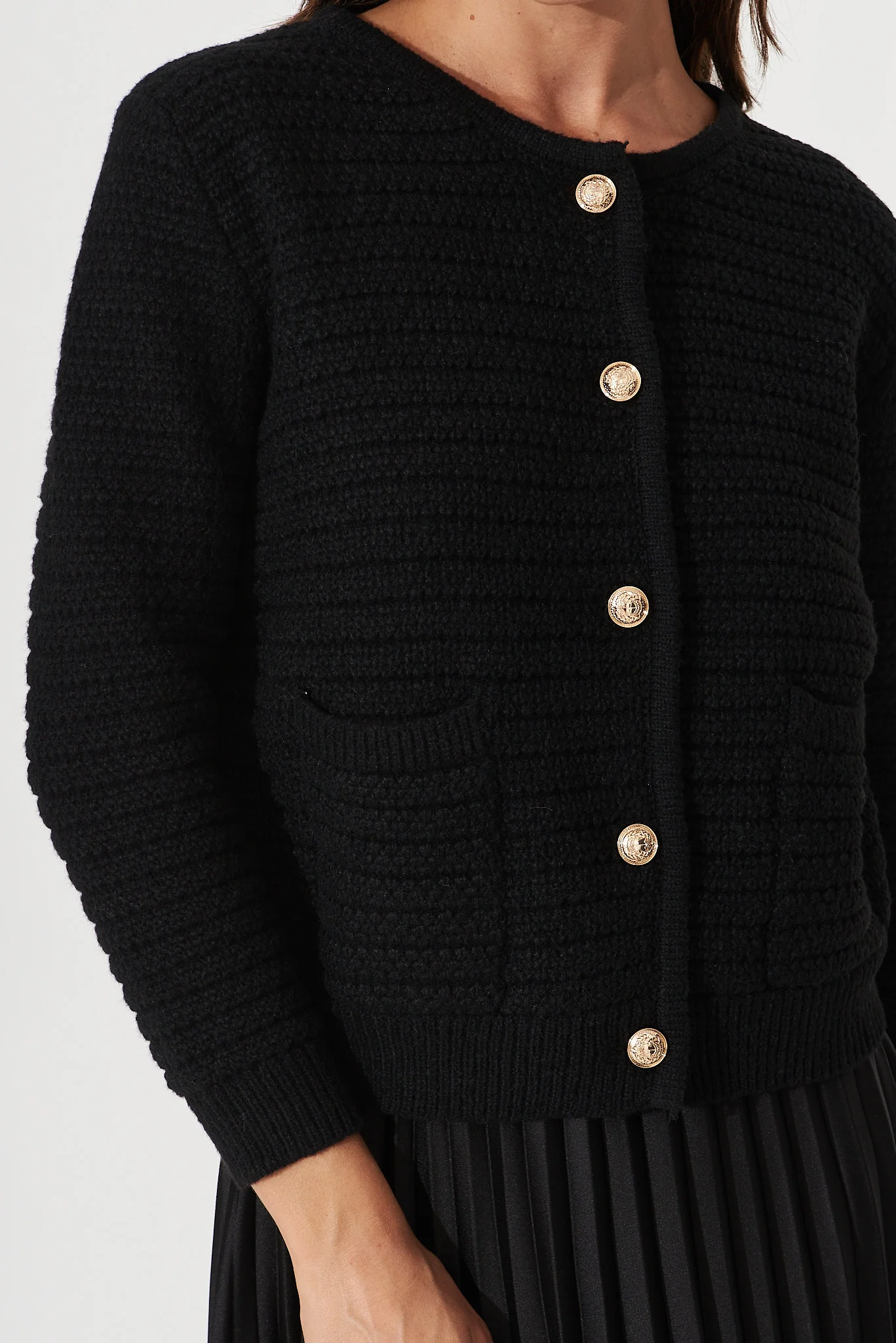 Cartagena Knit Cardigan In Black - Image 9
