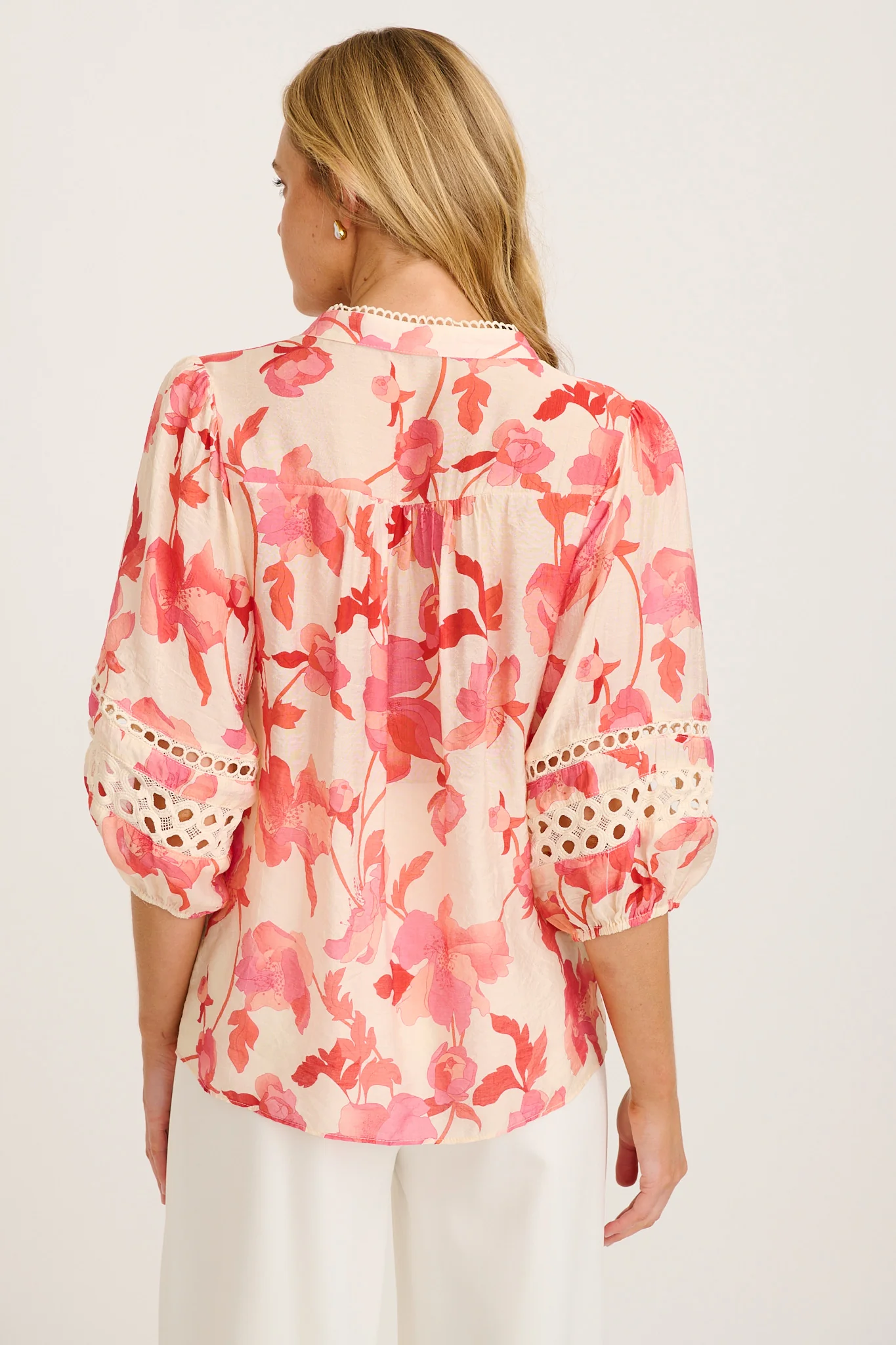 Cascades Top in Cream with Pink Floral - Image 3