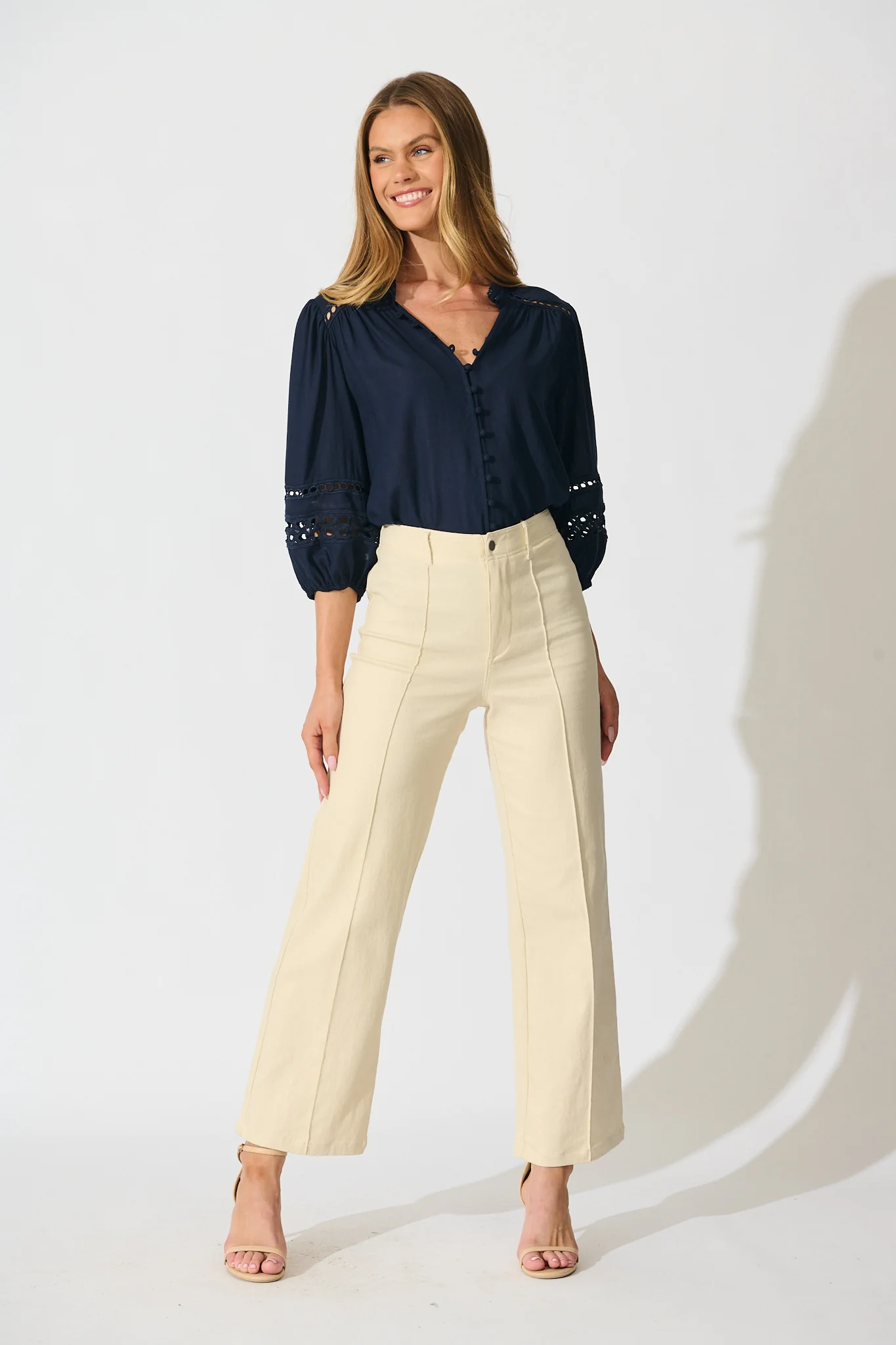 Cascades Top in Navy Linen Blend - Image 4