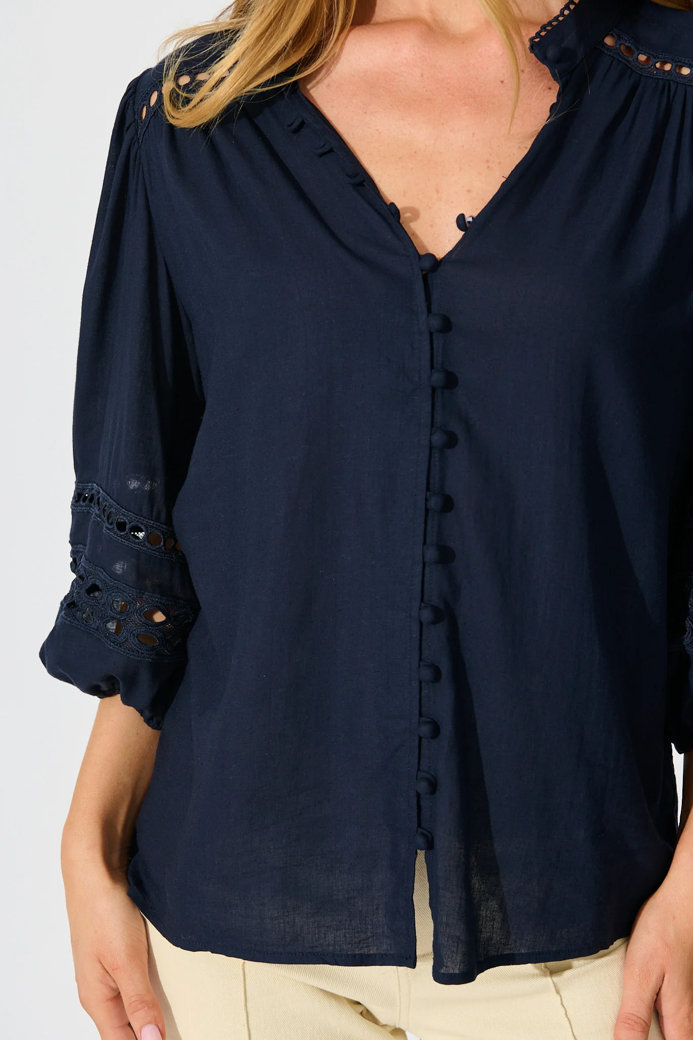Cascades Top in Navy Linen Blend - Image 5