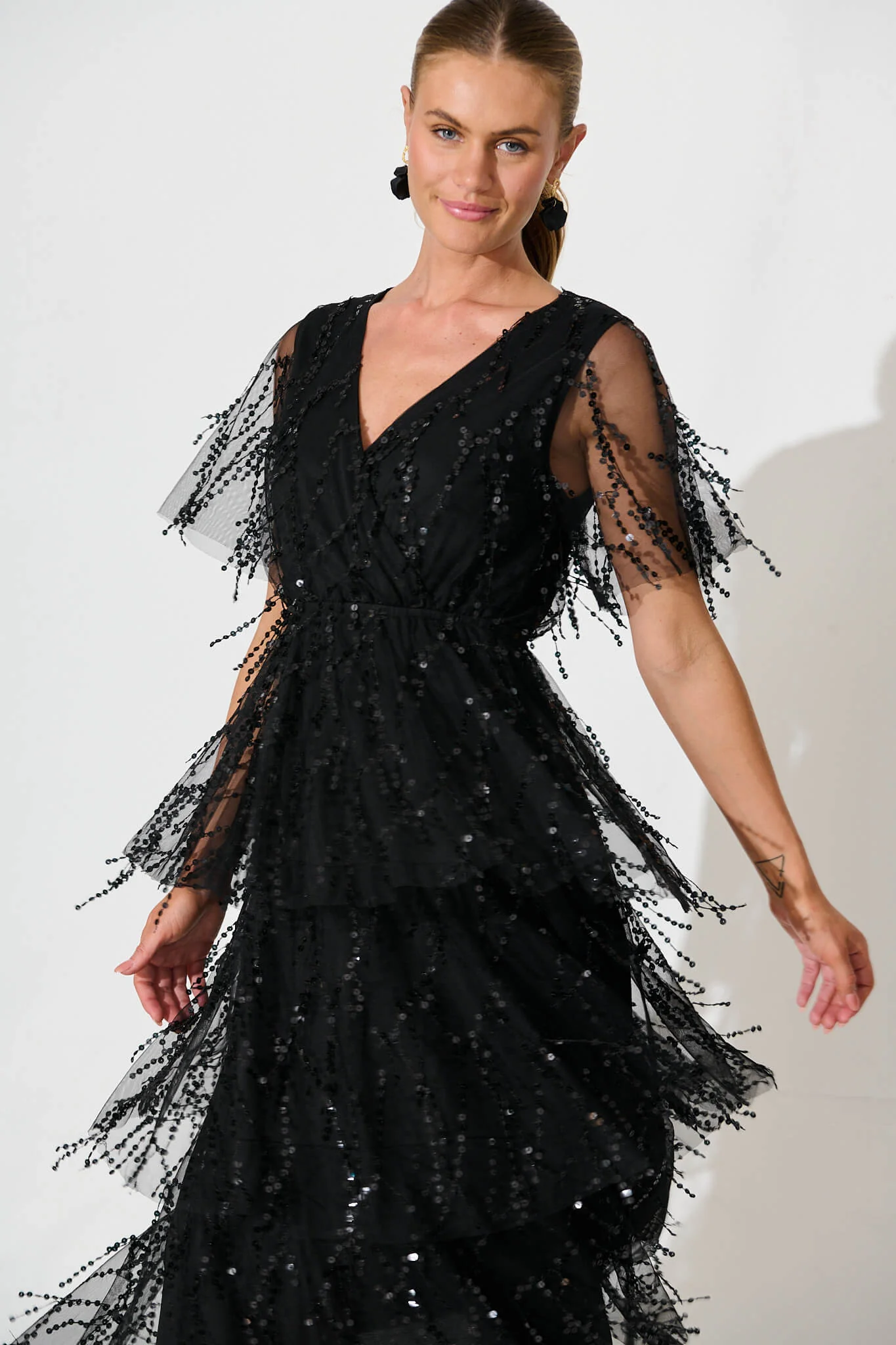 Catalina Midi Dress In Black Sequin - Image 2