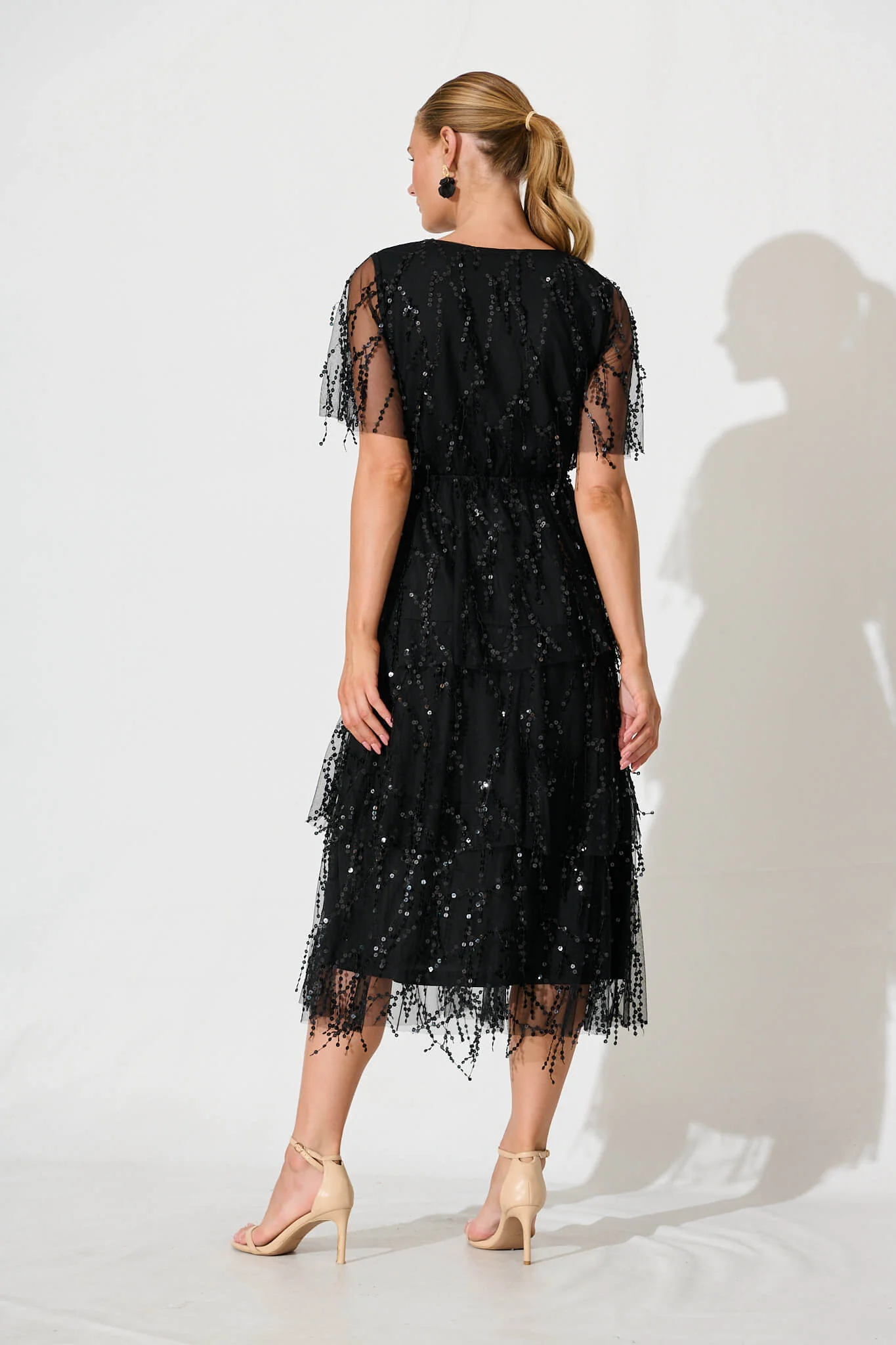Catalina Midi Dress In Black Sequin - Image 4