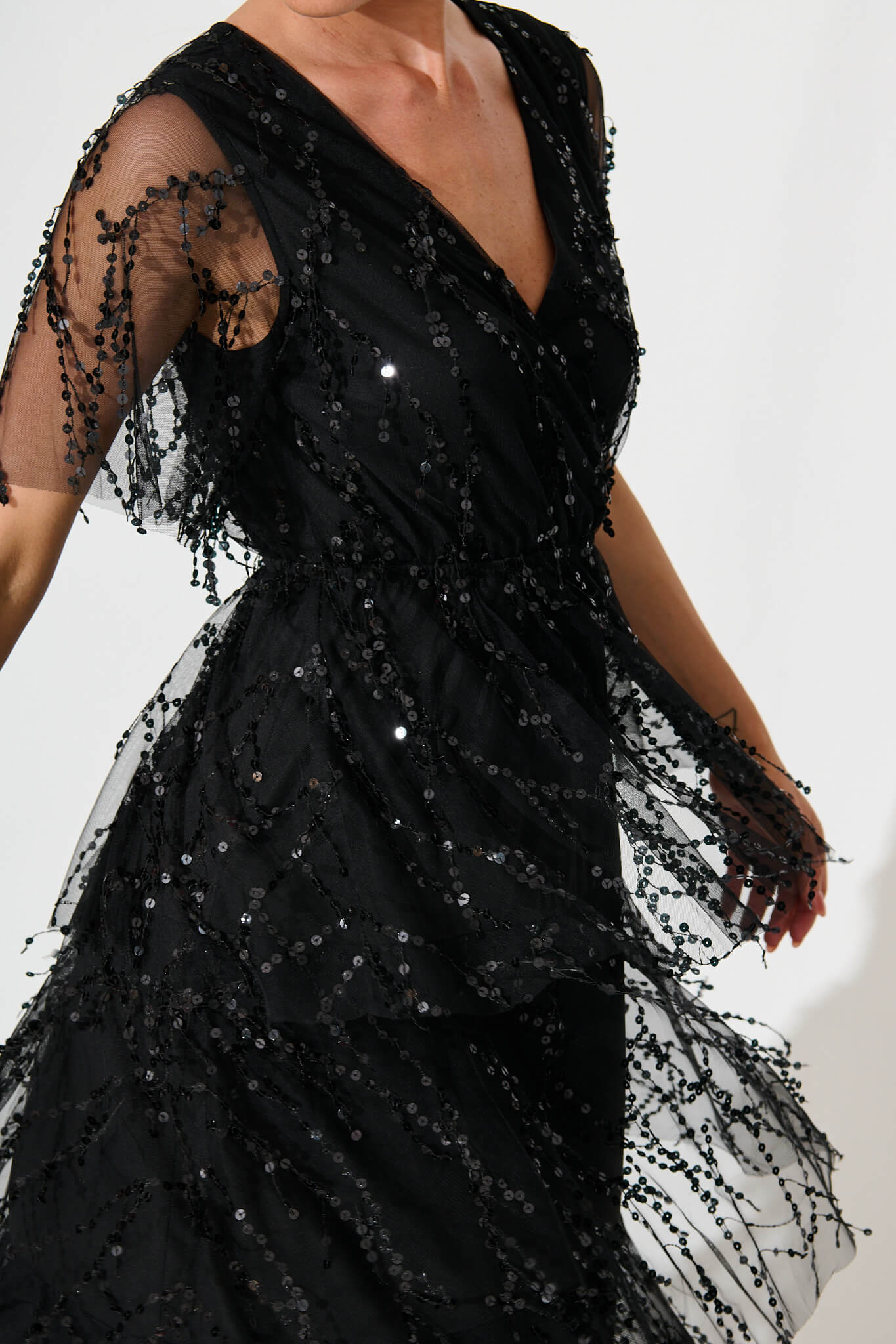Catalina Midi Dress In Black Sequin - Image 5