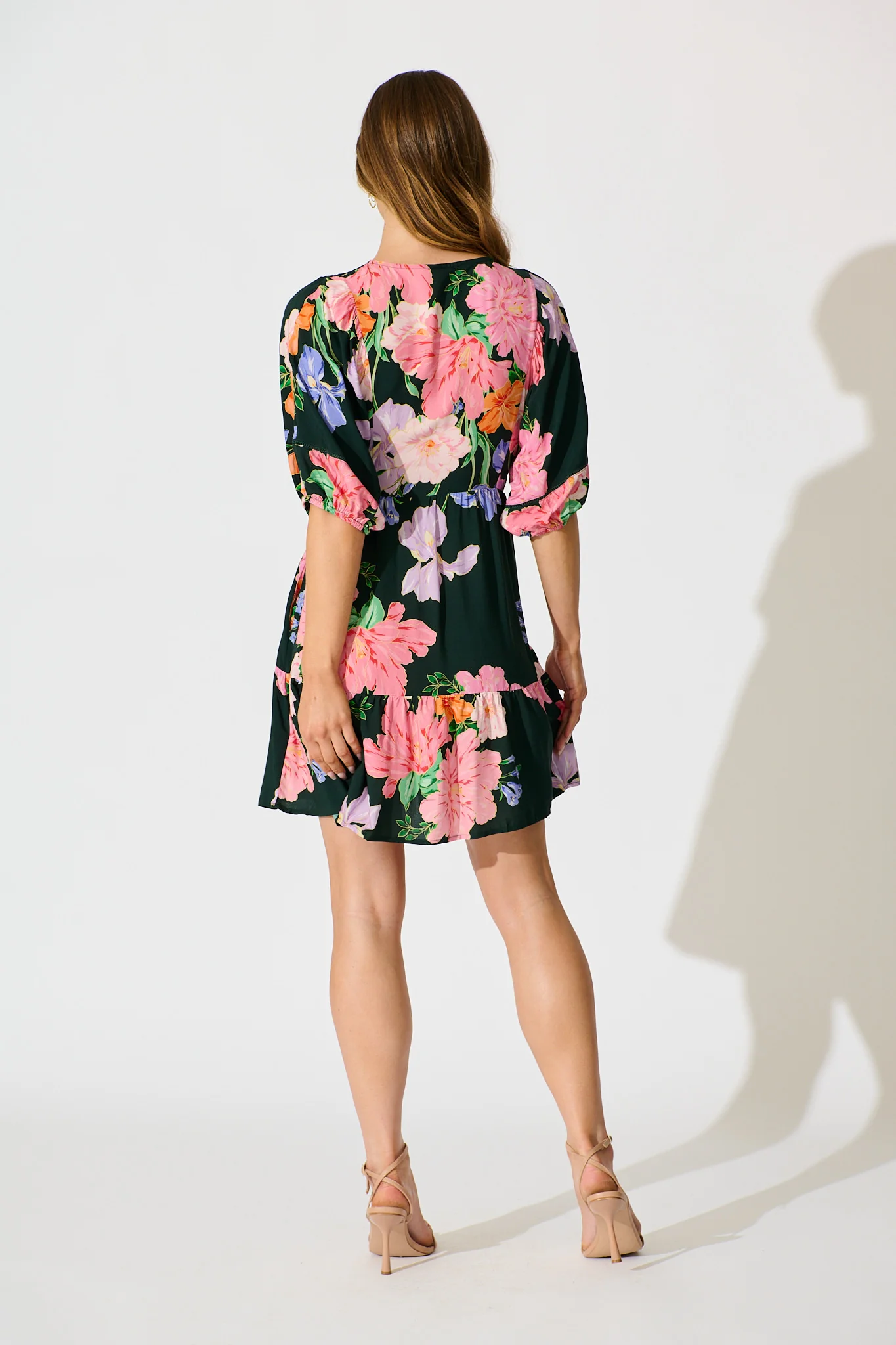 Celeste Petal Dress in Green with Multi Floral - Image 7