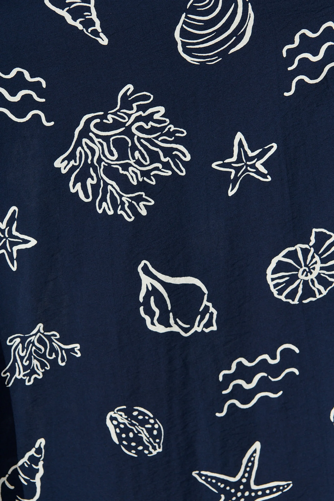 Celestial Reef Maxi Shirt Dress in Navy with White Shell Print - Image 6