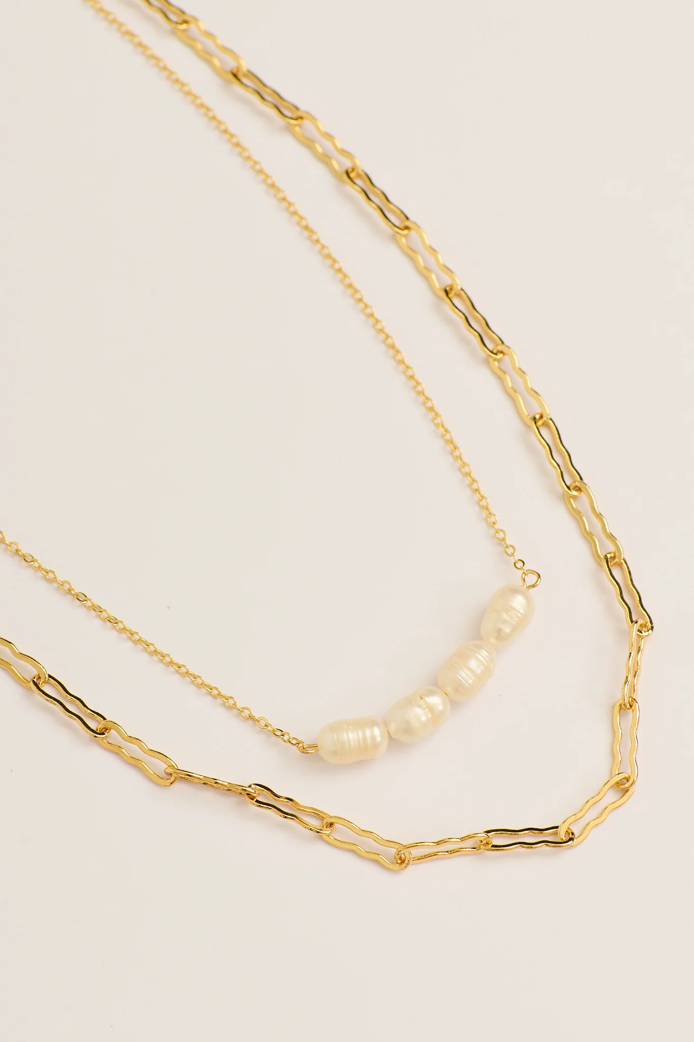 Celina Layered Necklace in Gold with Pearl - Image 6