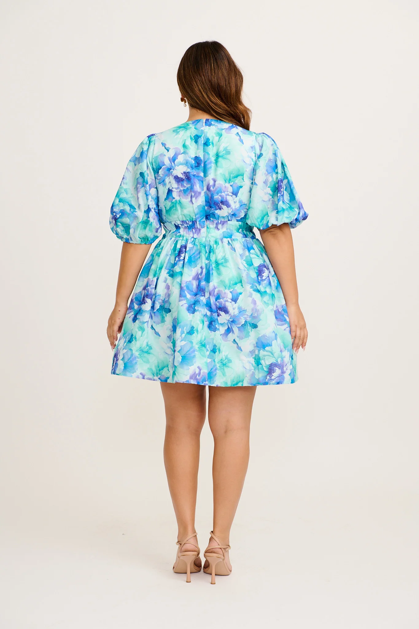 Champagne Nights Dress in Blue Floral Linen Blend - Image 4