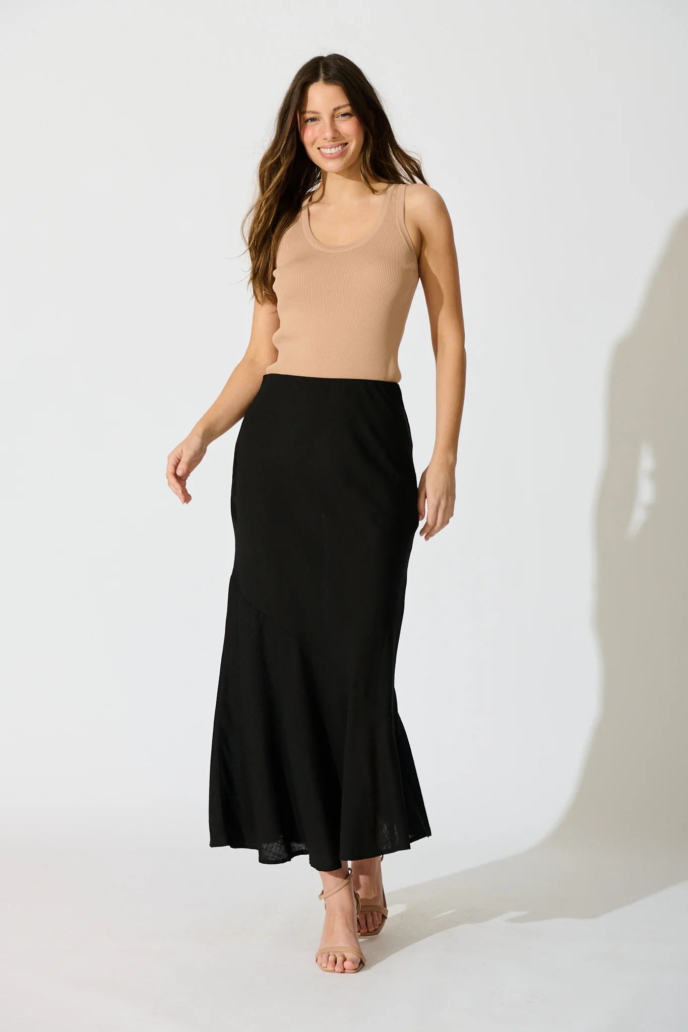 Charlee Maxi Skirt in Black Linen Blend - Image 4