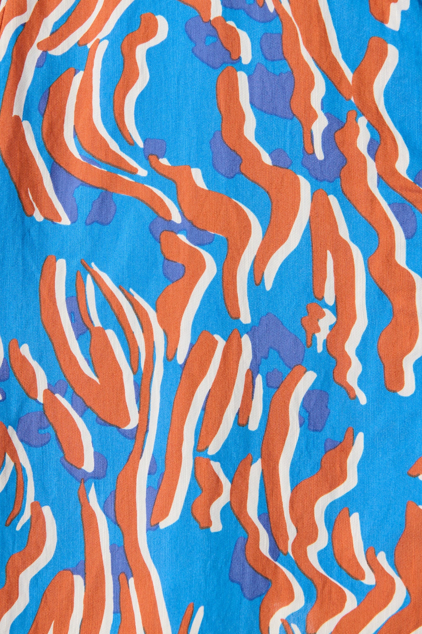 Charmain Dress in Blue with Orange Print - Image 6