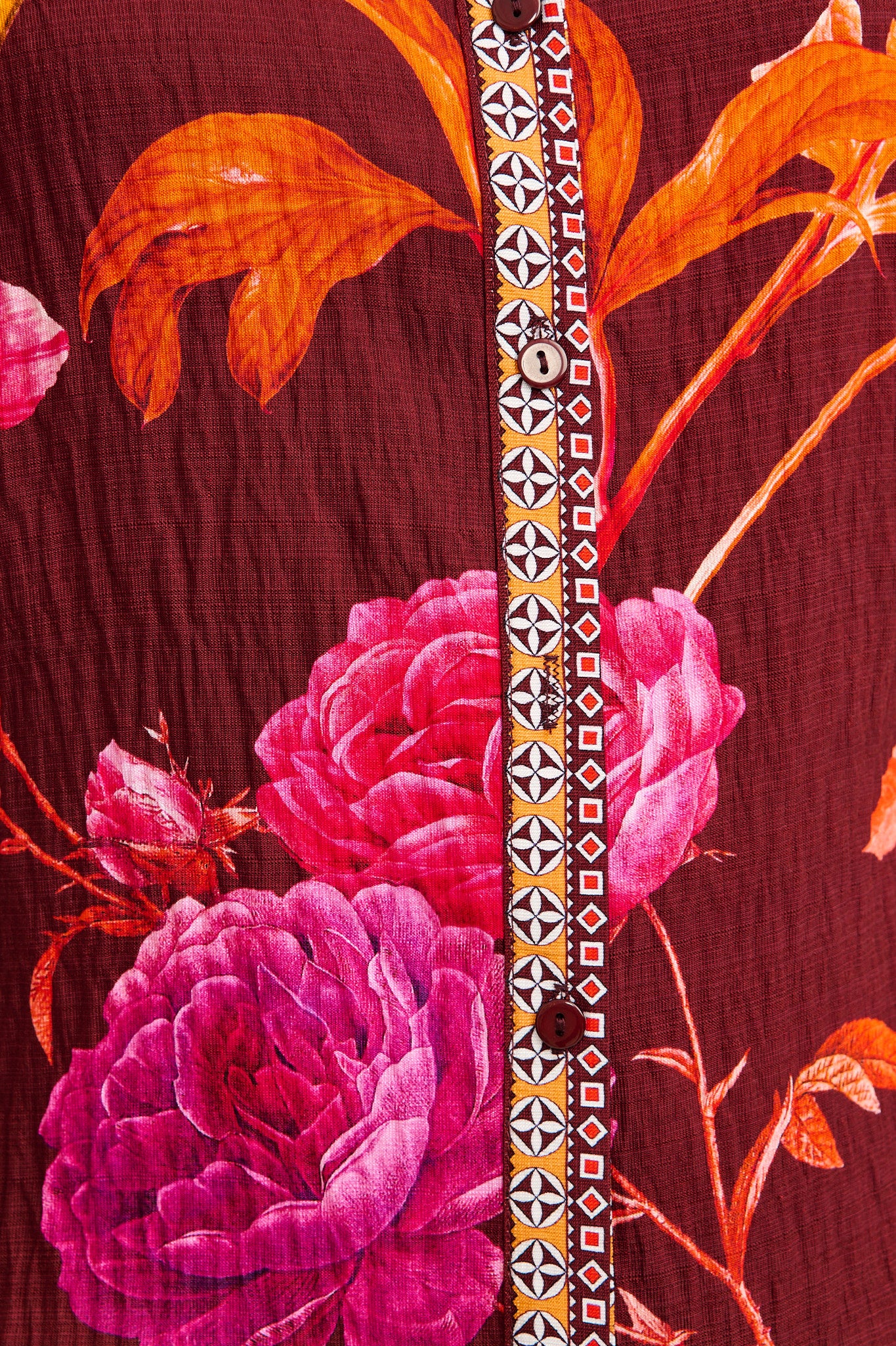 Cheering Top in Wine Multi Floral Print Linen Blend - Image 6