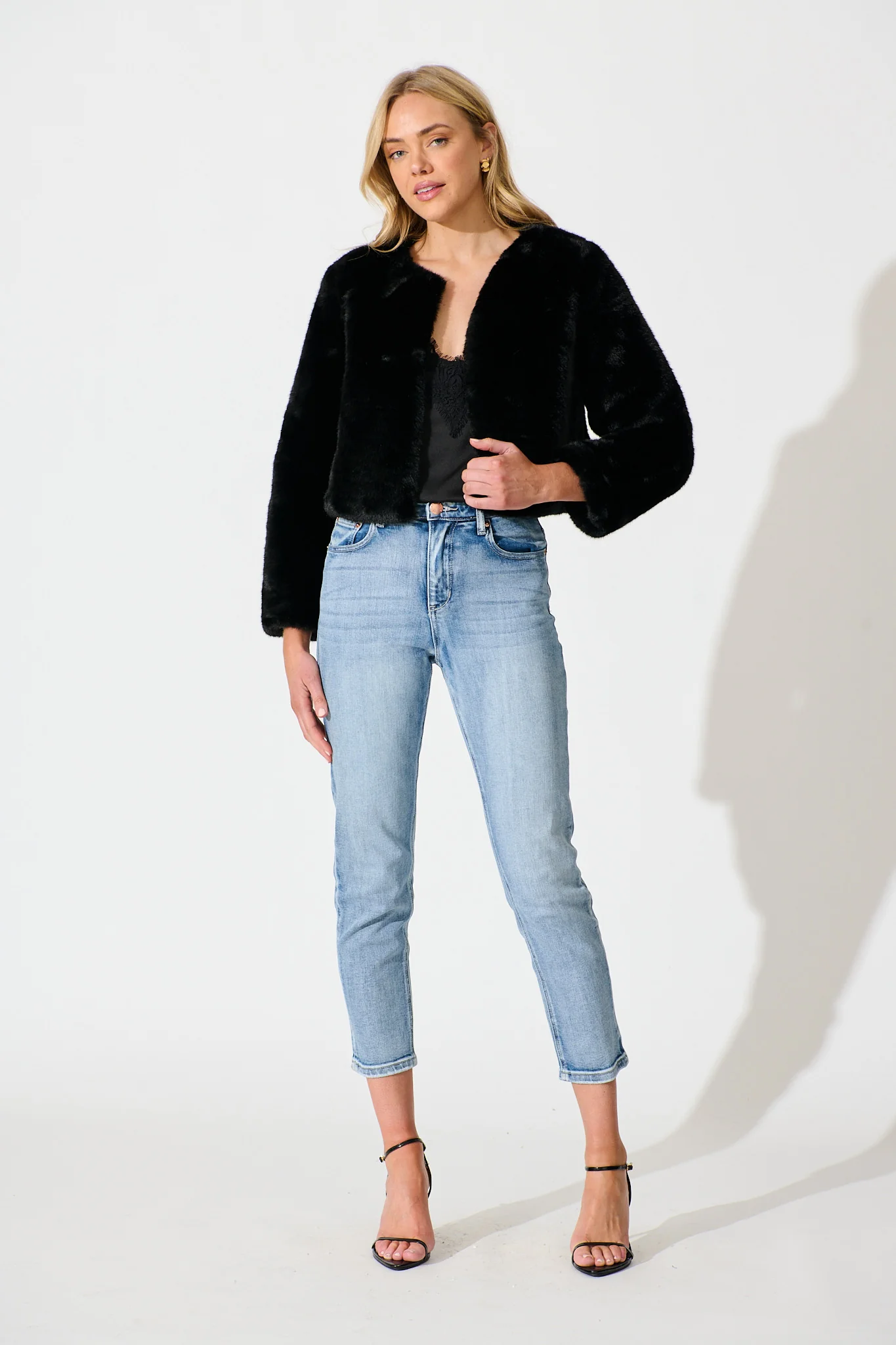 Cher Faux Fur Jacket In Black - Image 8