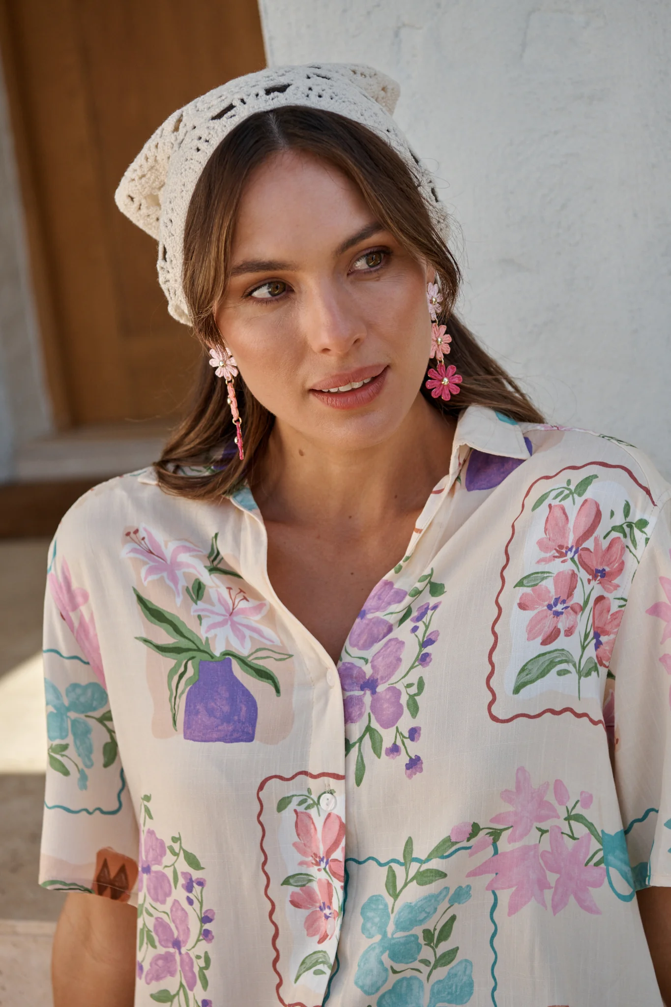 Chiara Crochet Headscarf in Cream - Image 2
