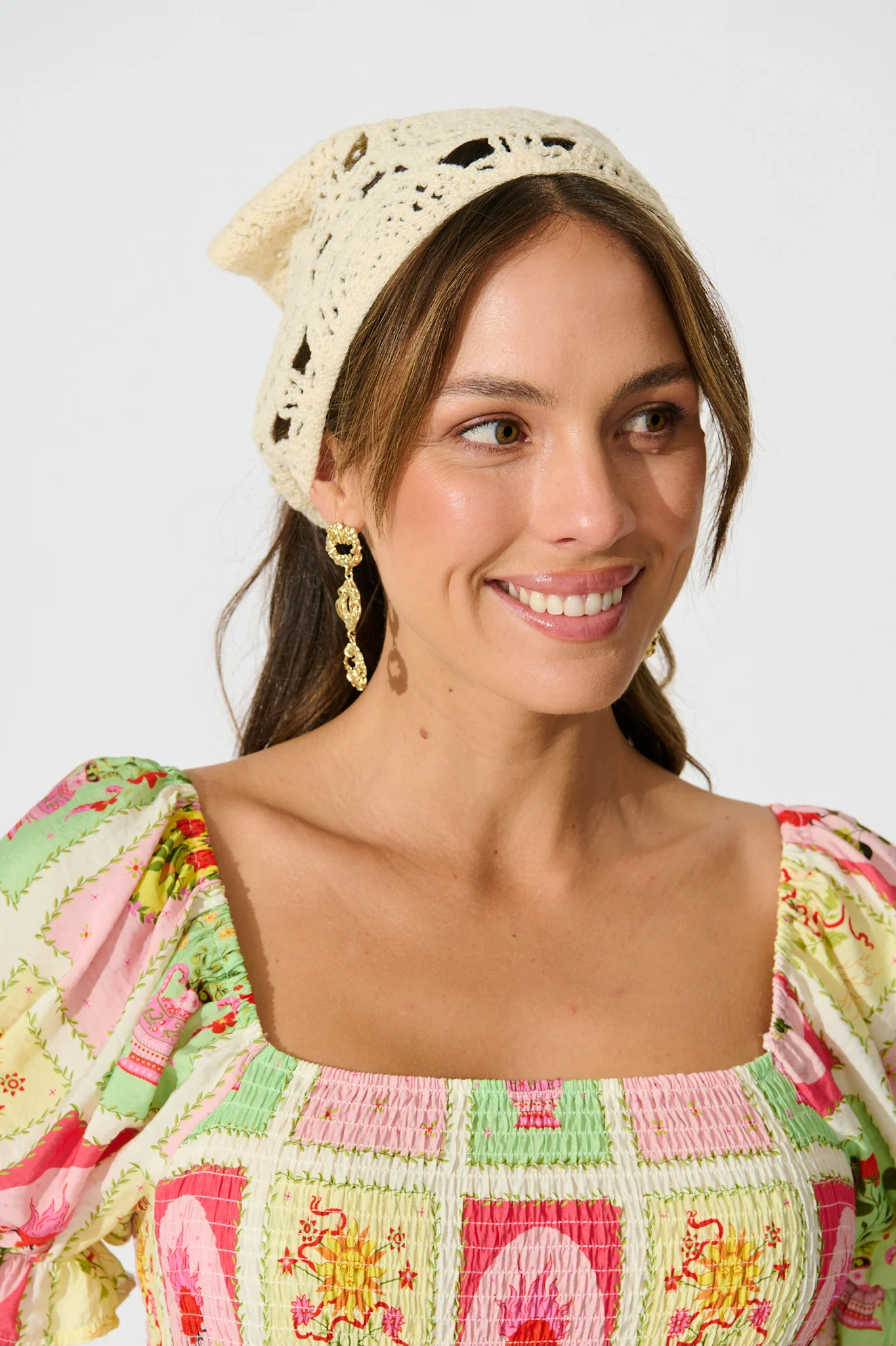 Chiara Crochet Headscarf in Cream - Image 3