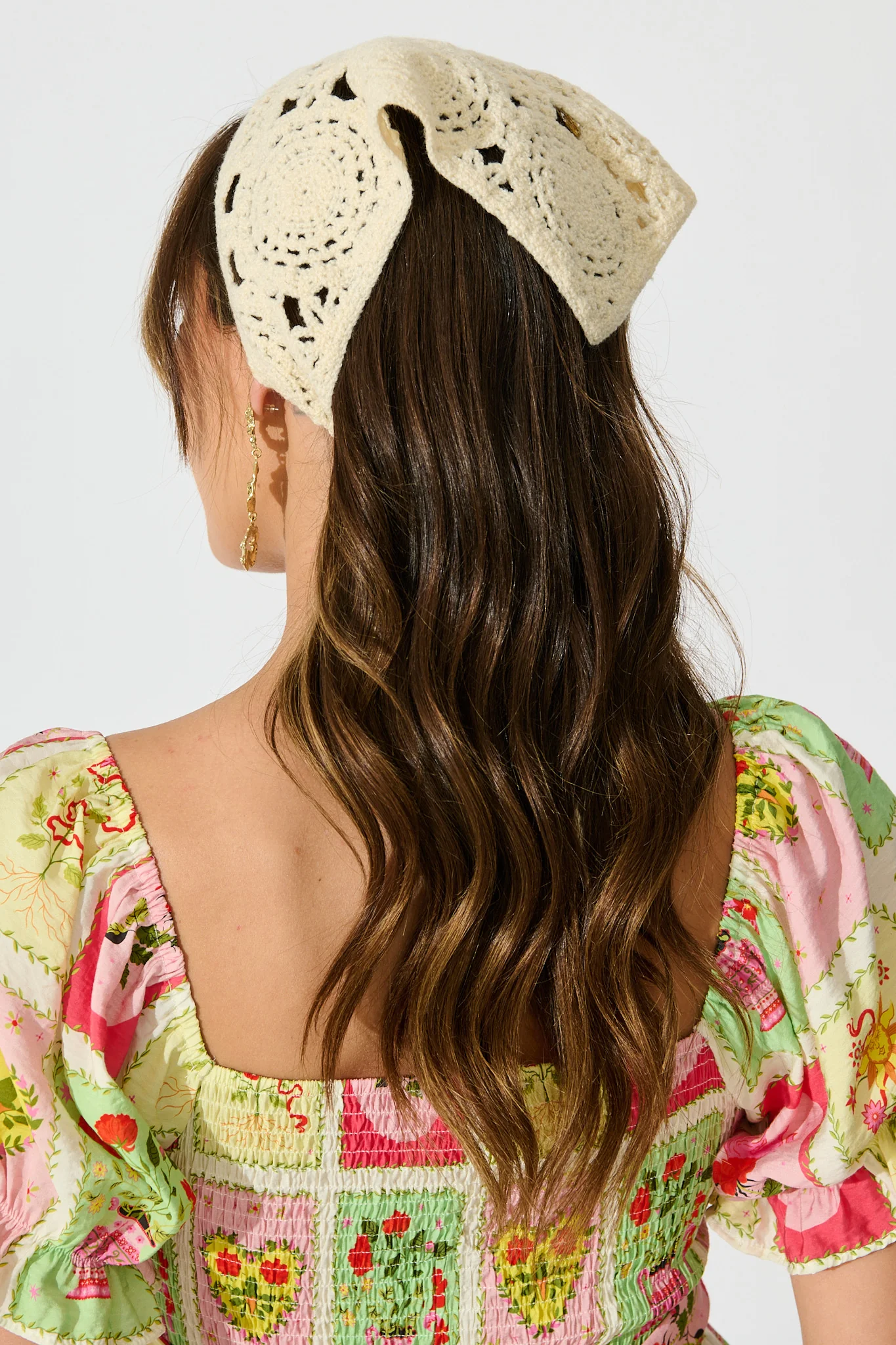 Chiara Crochet Headscarf in Cream - Image 5