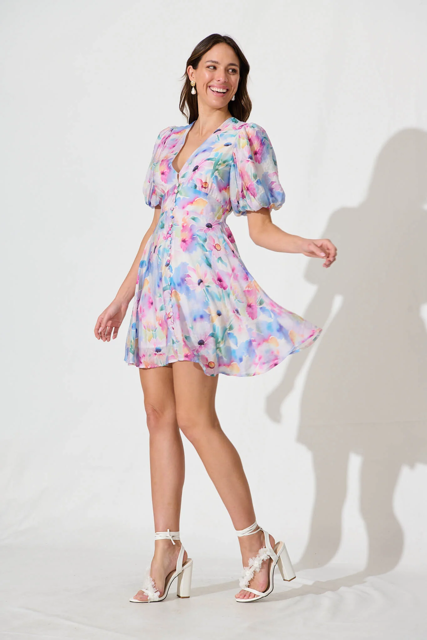 Clarissa Dress In Pastel Watercolour Floral - Image 10