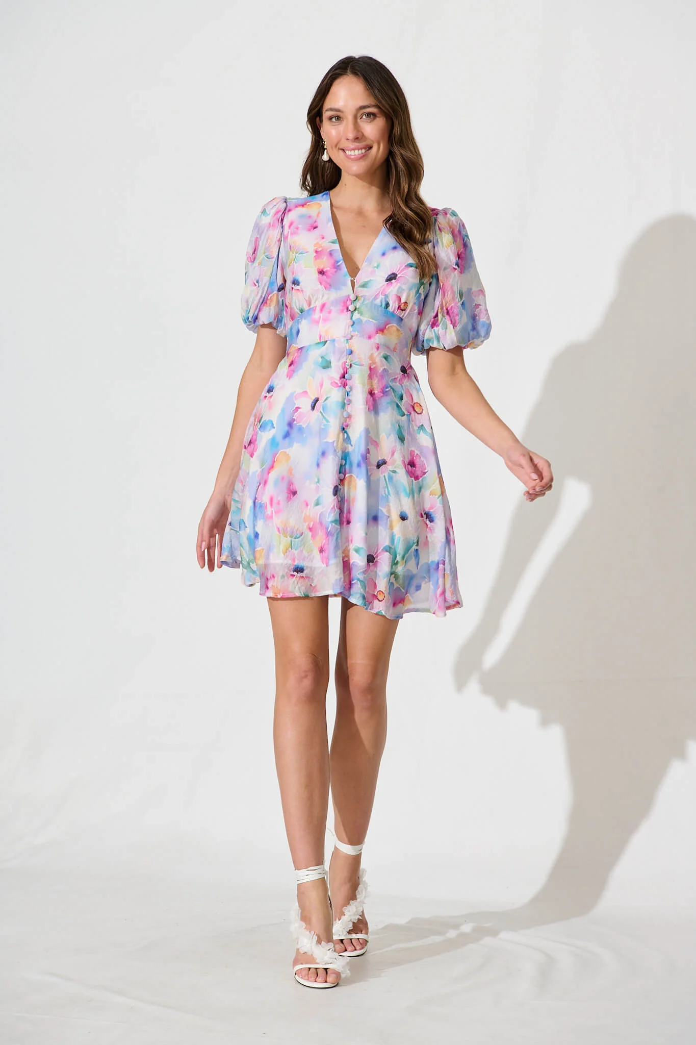 Clarissa Dress In Pastel Watercolour Floral - Image 2