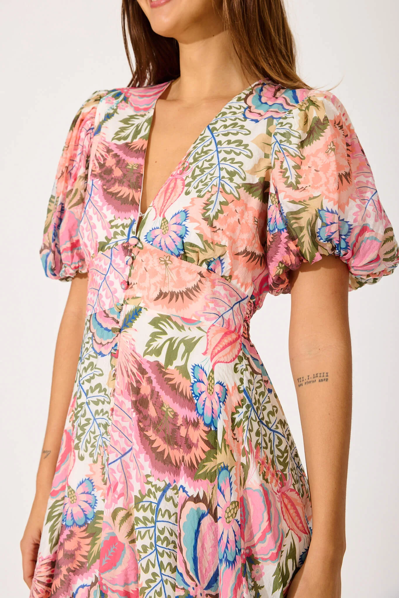 Clarissa Dress in White with Multi Print - Image 5