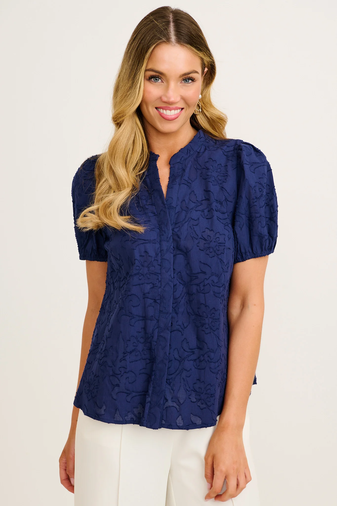 Classic Times Top in Navy Cotton
