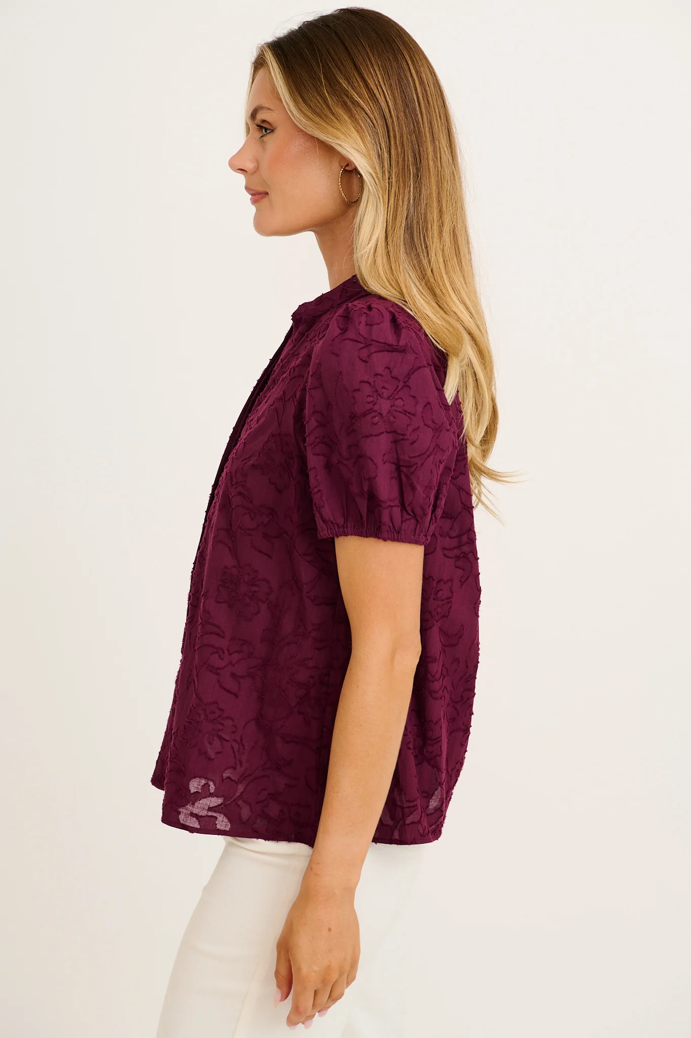 Classic Times Top in Plum Cotton - Image 2