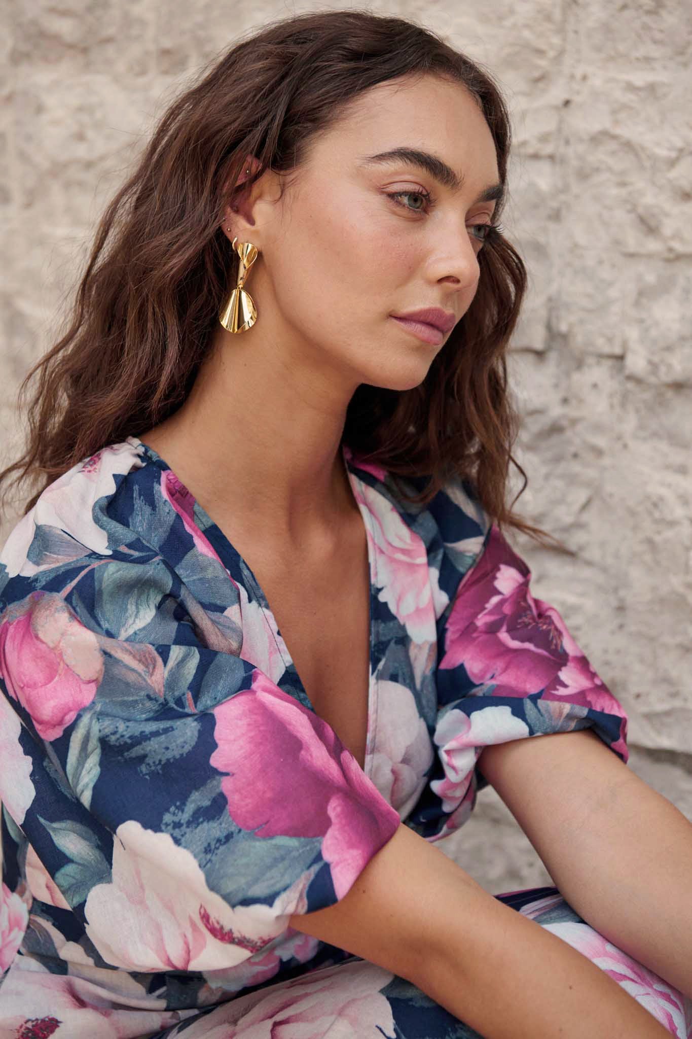Clio Drop Earrings in Gold - Image 4