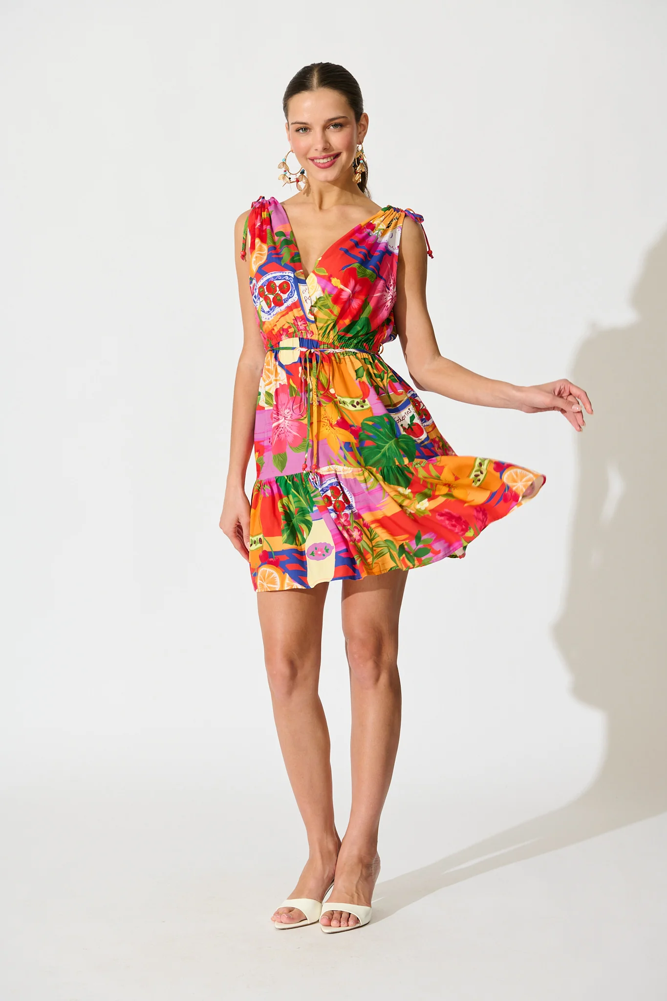 Clio Mini Dress in Purple Multi Print