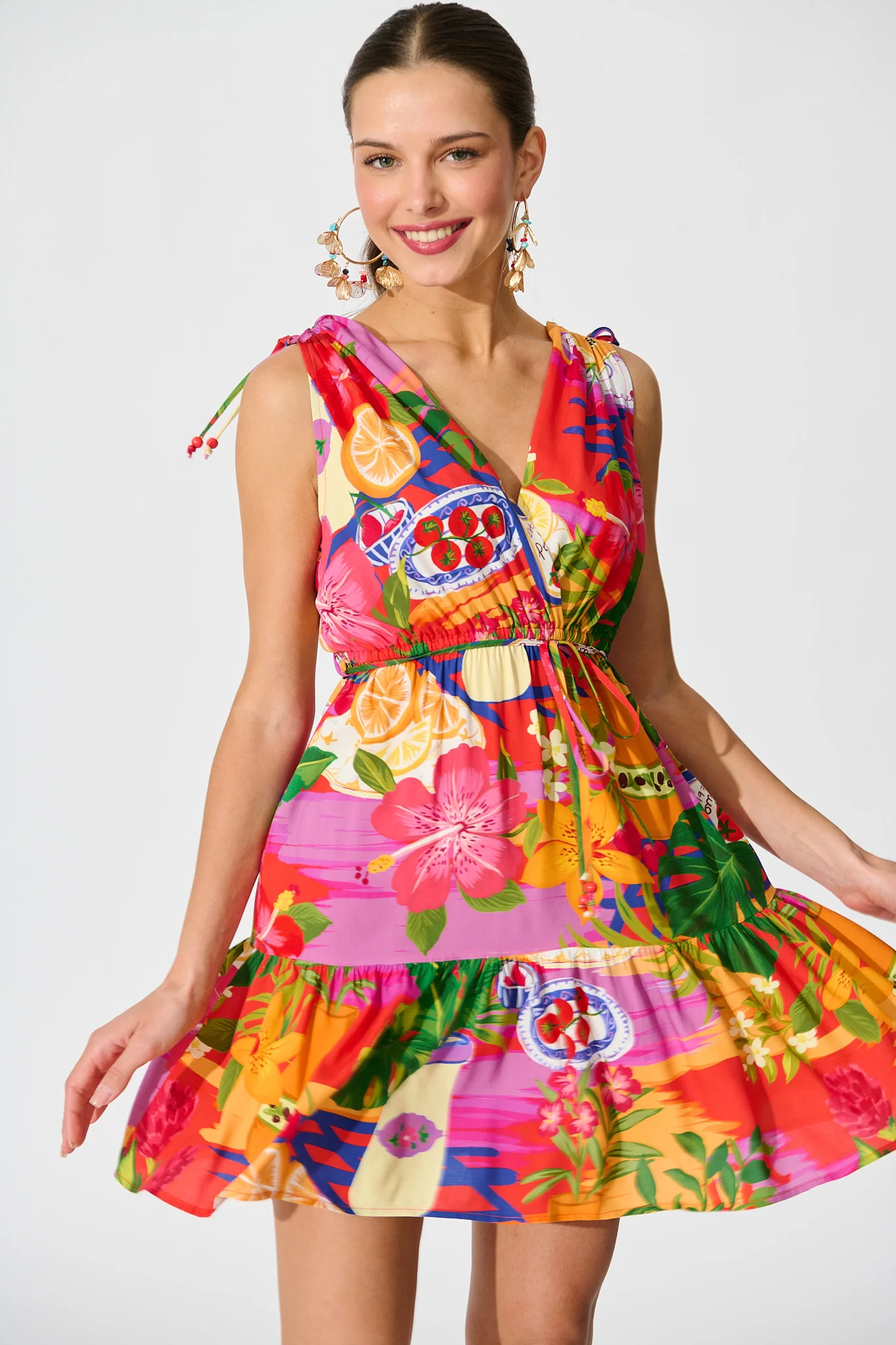Clio Mini Dress in Purple Multi Print - Image 2