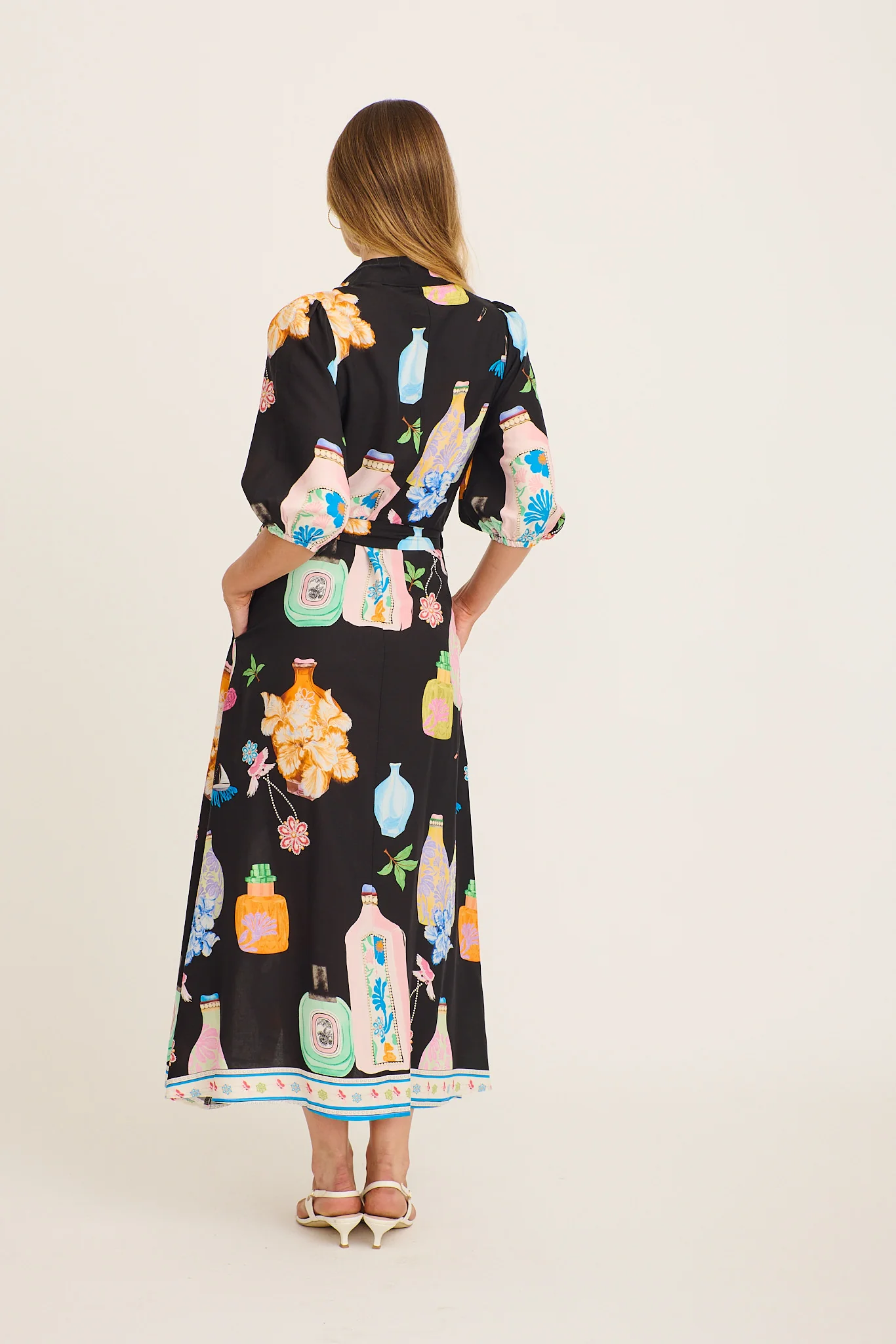 Coco Maxi Shirt Dress in Black Multi Print - Image 4