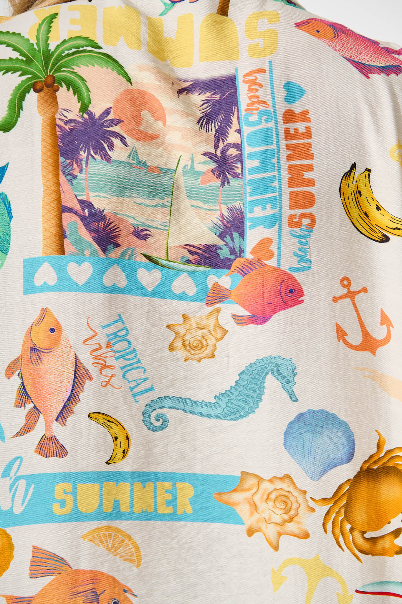 Columbia Shirt In Cream With Multi Summer Print - Image 8