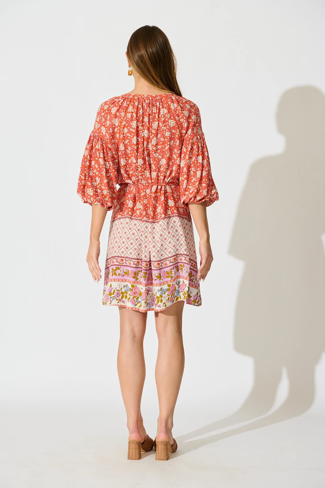 Conni Dress in Orange Boho Floral - Image 4